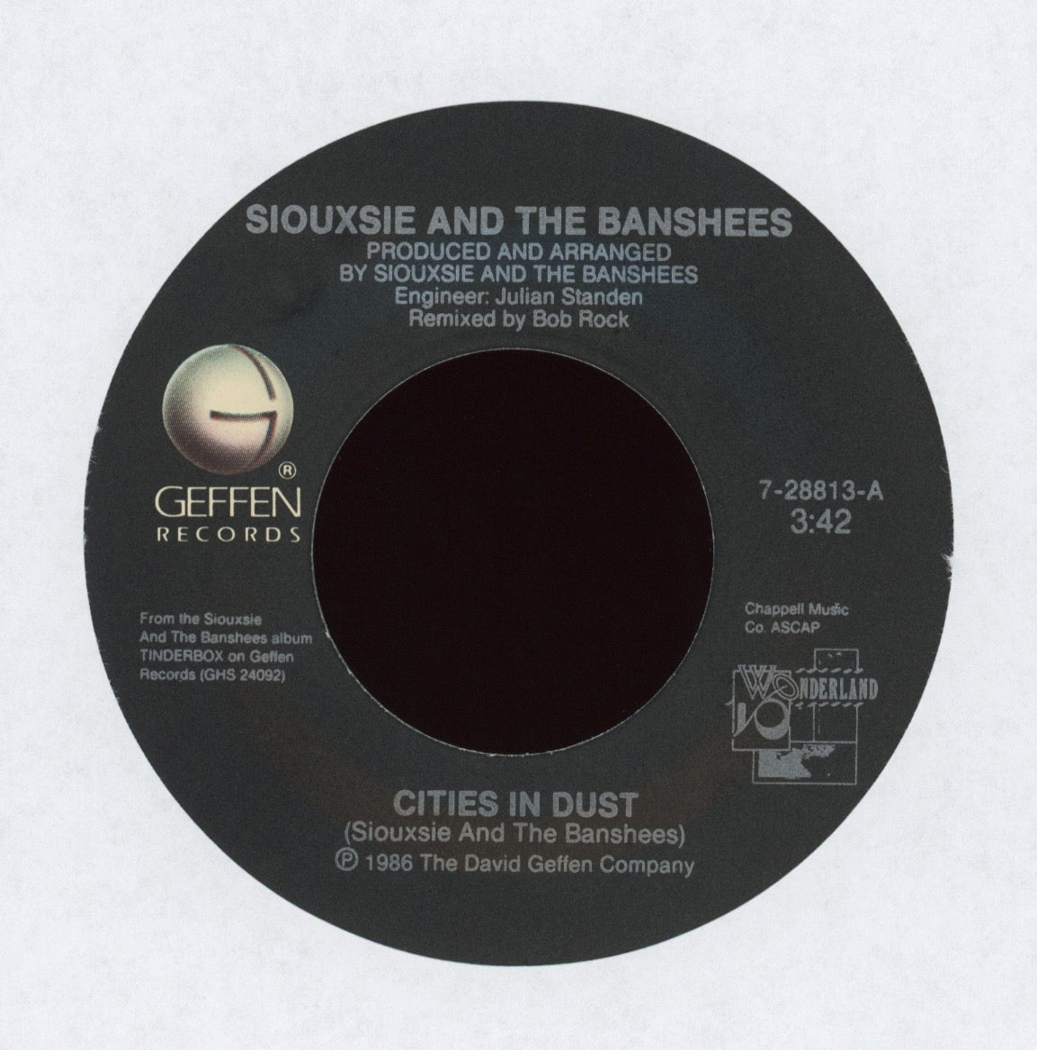 Siouxsie & The Banshees - Cities In Dust on Geffen With Picture Sleeve