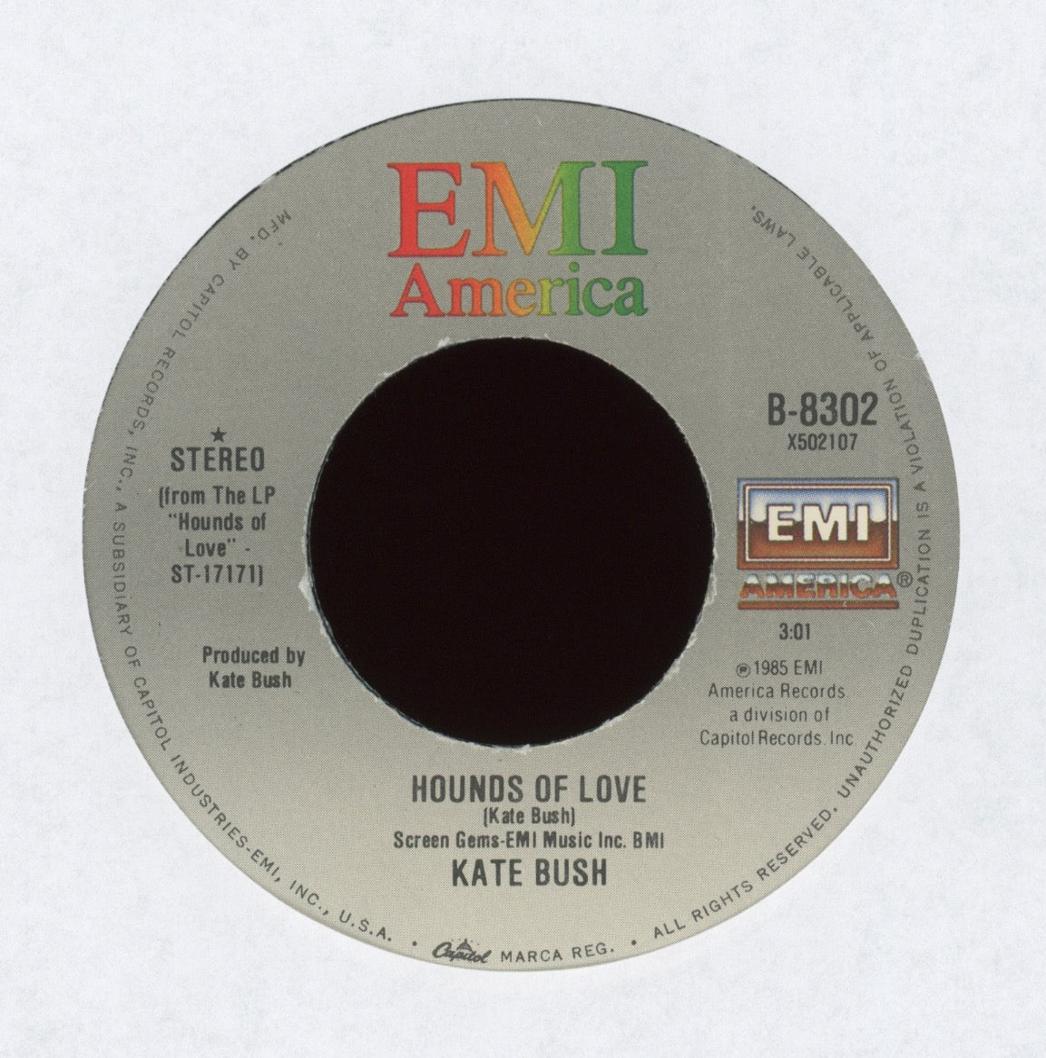 Kate Bush - Hounds Of Love on EMI America With Picture Sleeve