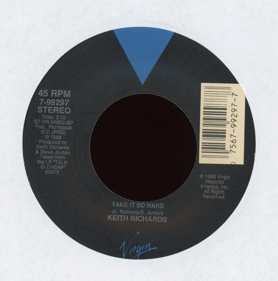 Keith Richards - Take It So Hard on Virgin With Picture Sleeve
