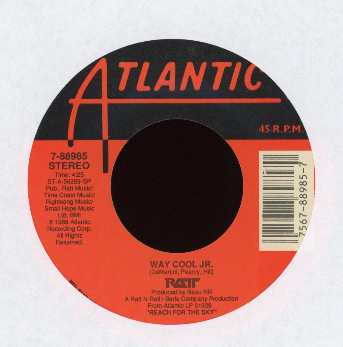 Ratt - Way Cool Jr. on Atlantic With Picture Sleeve