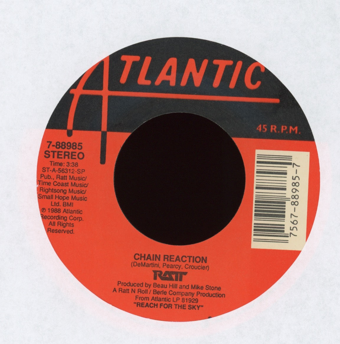 Ratt - Way Cool Jr. on Atlantic With Picture Sleeve