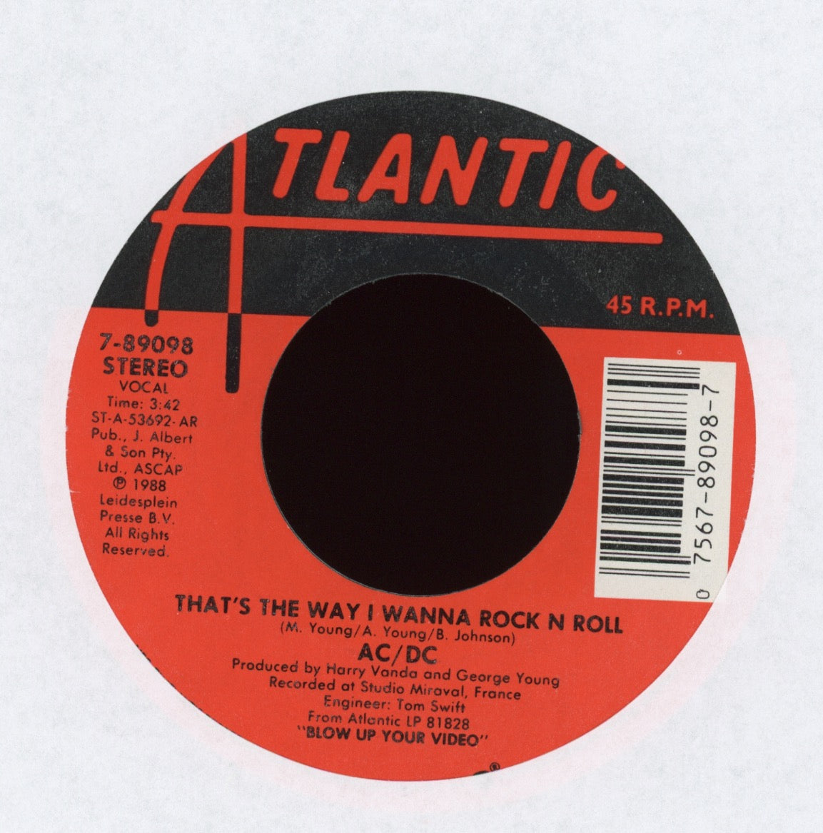 AC/DC - That's The Way I Wanna Rock N Roll on Atlantic With Picture Sleeve