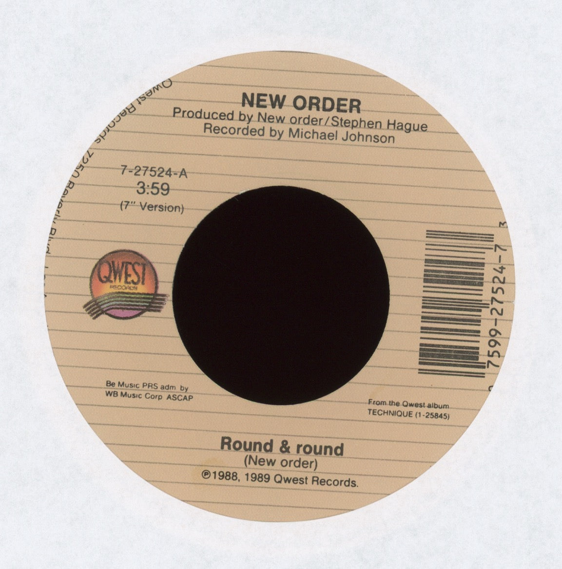 New Order - Round & round on Qwest With Picture Sleeve