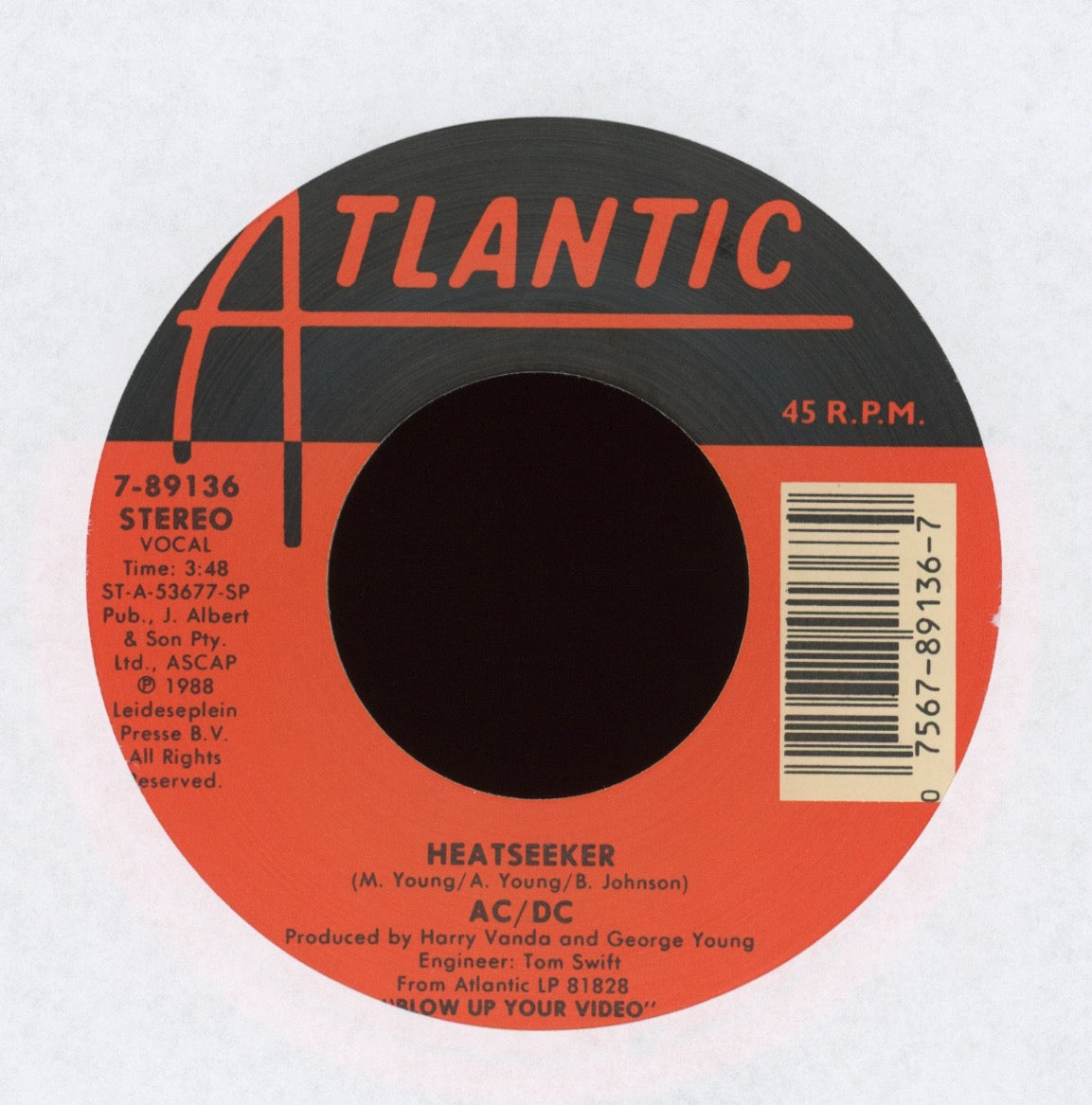 AC/DC - Heatseeker on Atlantic With Picture Sleeve