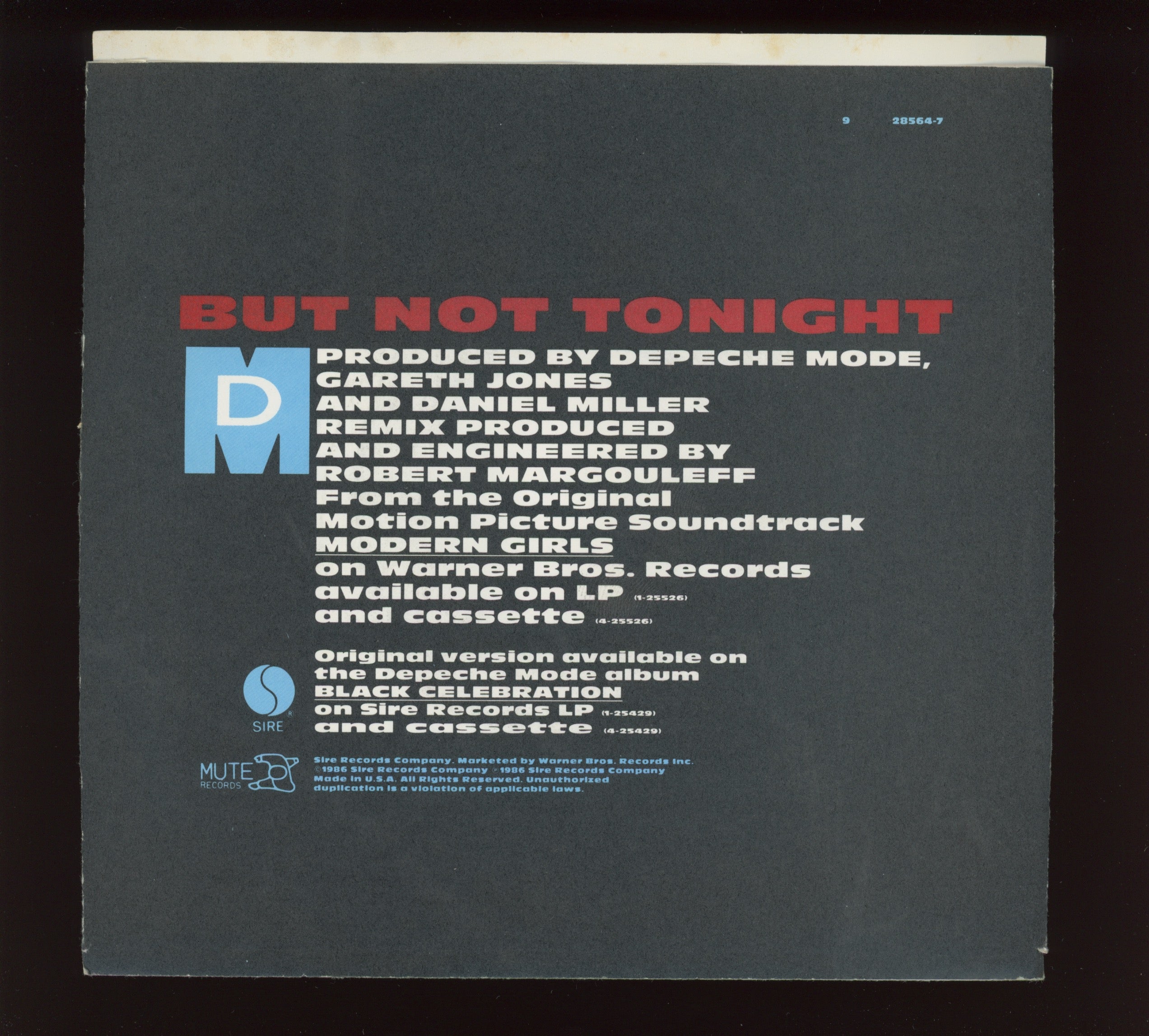 Depeche Mode - But Not Tonight on Sire With Picture Sleeve