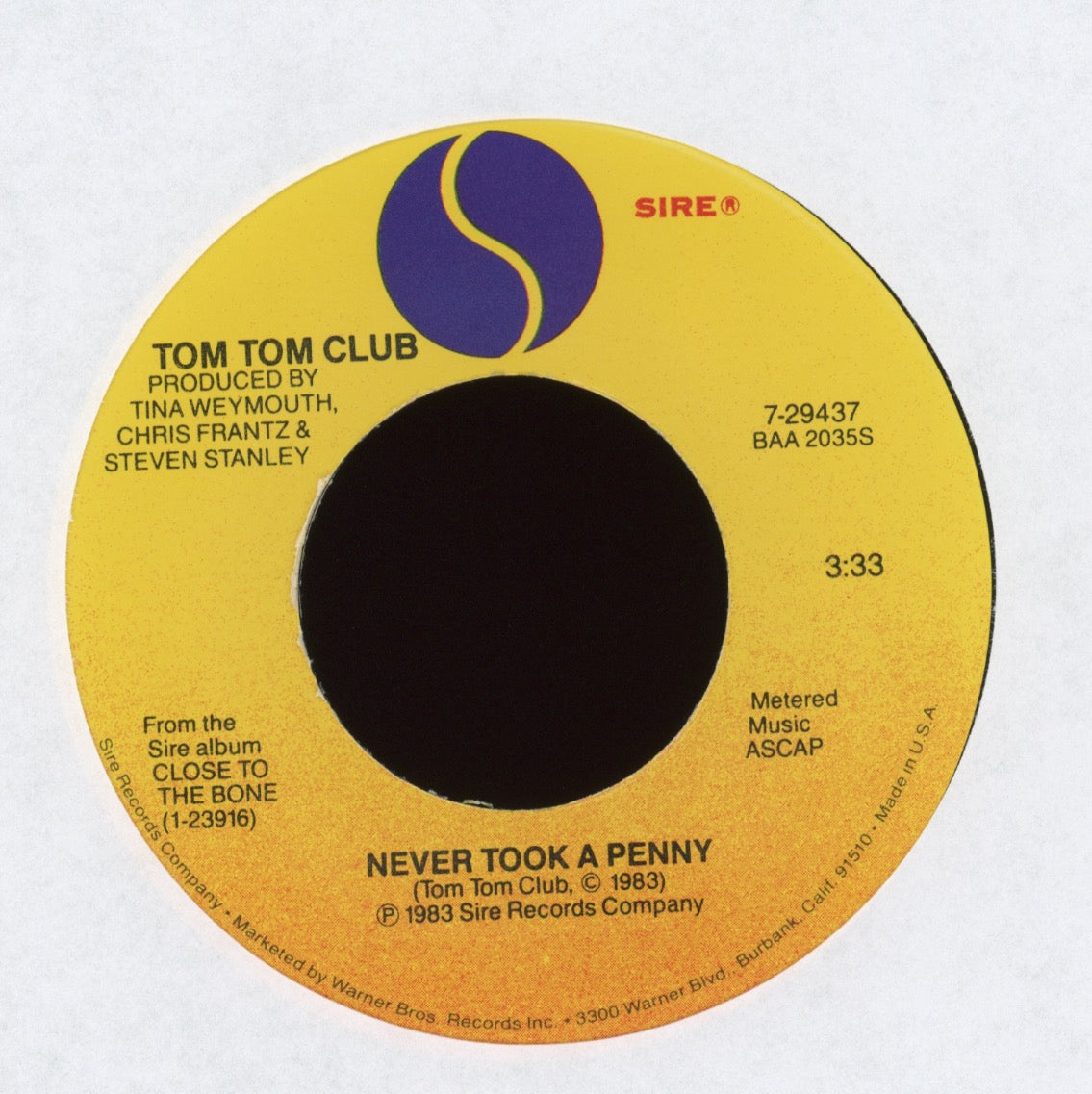 Tom Tom Club - The Pleasure Of Love on Sire With Picture Sleeve