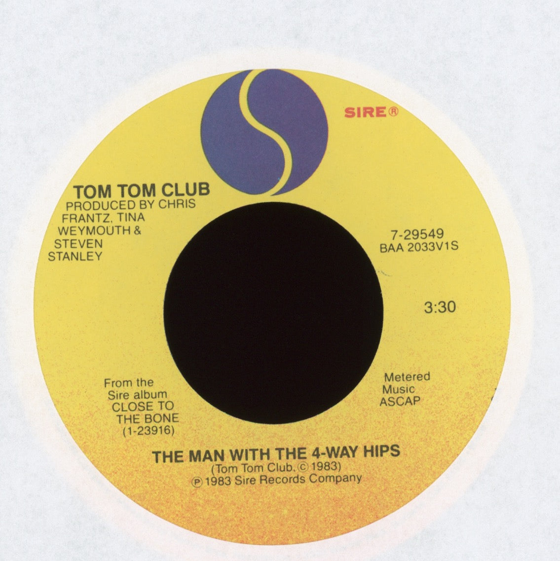 Tom Tom Club - The Man With The 4-Way Hips on Sire With Picture Sleeve