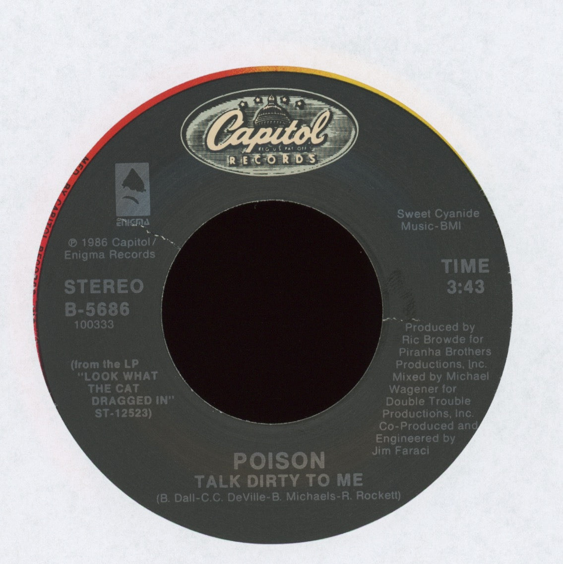 Poison - Talk Dirty To Me on Capitol With Picture Sleeve