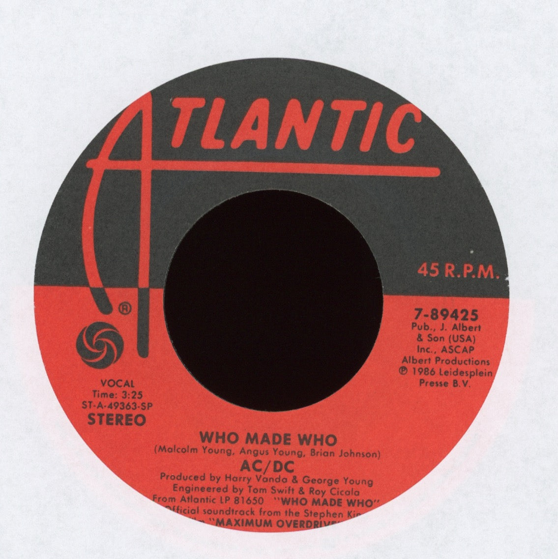 AC/DC - Who Made Who on Atlantic With Picture Sleeve