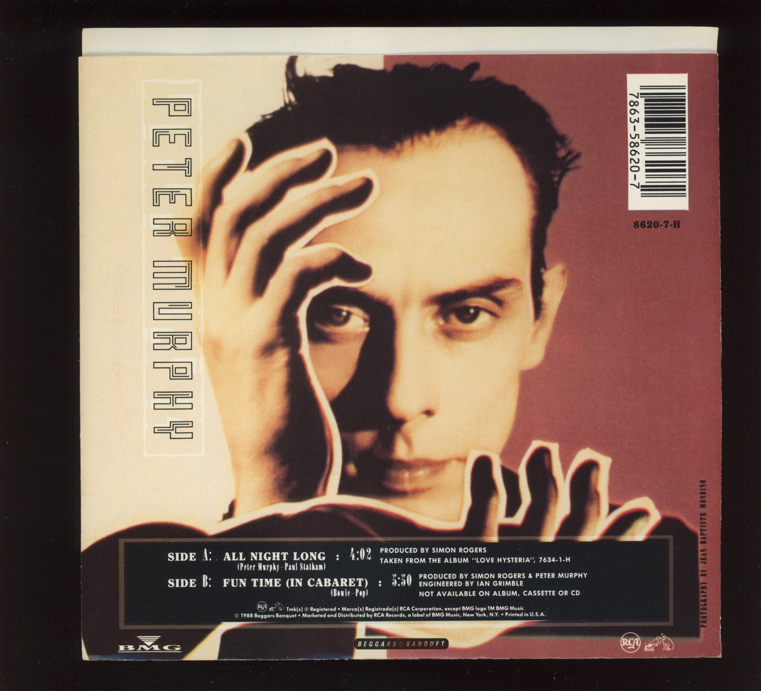 Peter Murphy - All Night Long on Beggars Banquet With Picture Sleeve