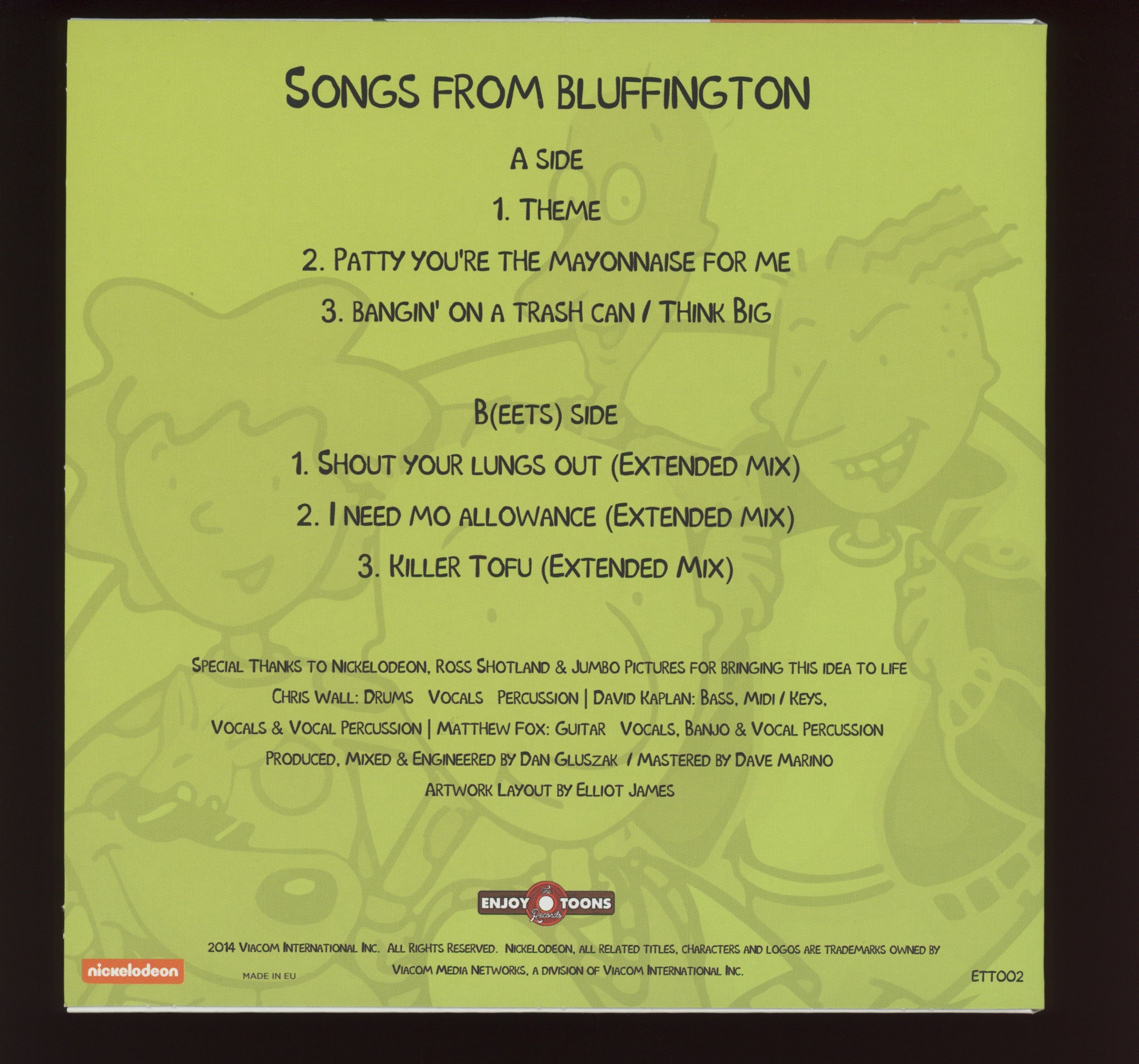 Doug & The Beets - Songs From Bluffington on Enjoy the Toons Limited Porkchop Blue With Gray