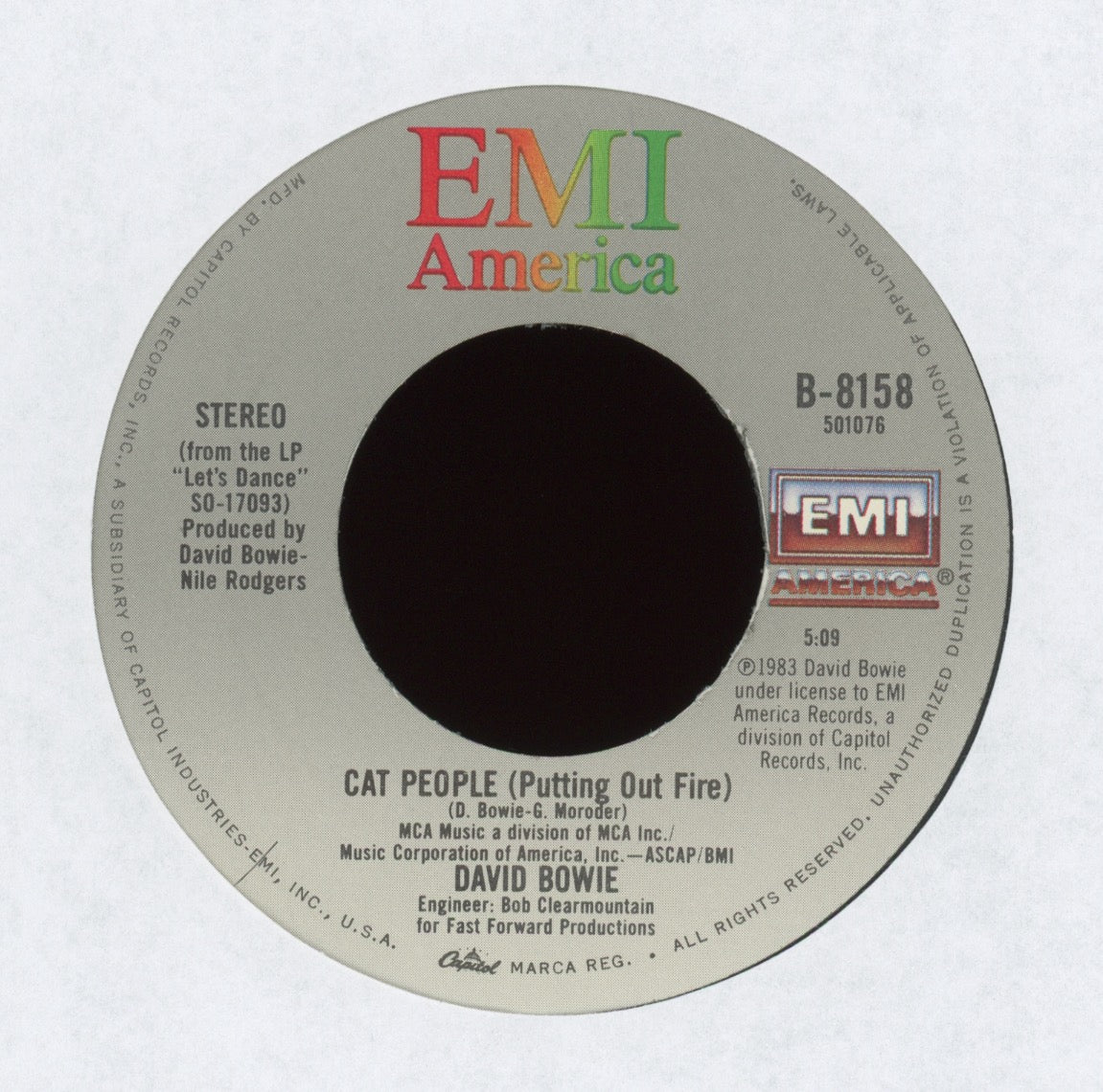 David Bowie - Let's Dance on EMI America With Picture Sleeve