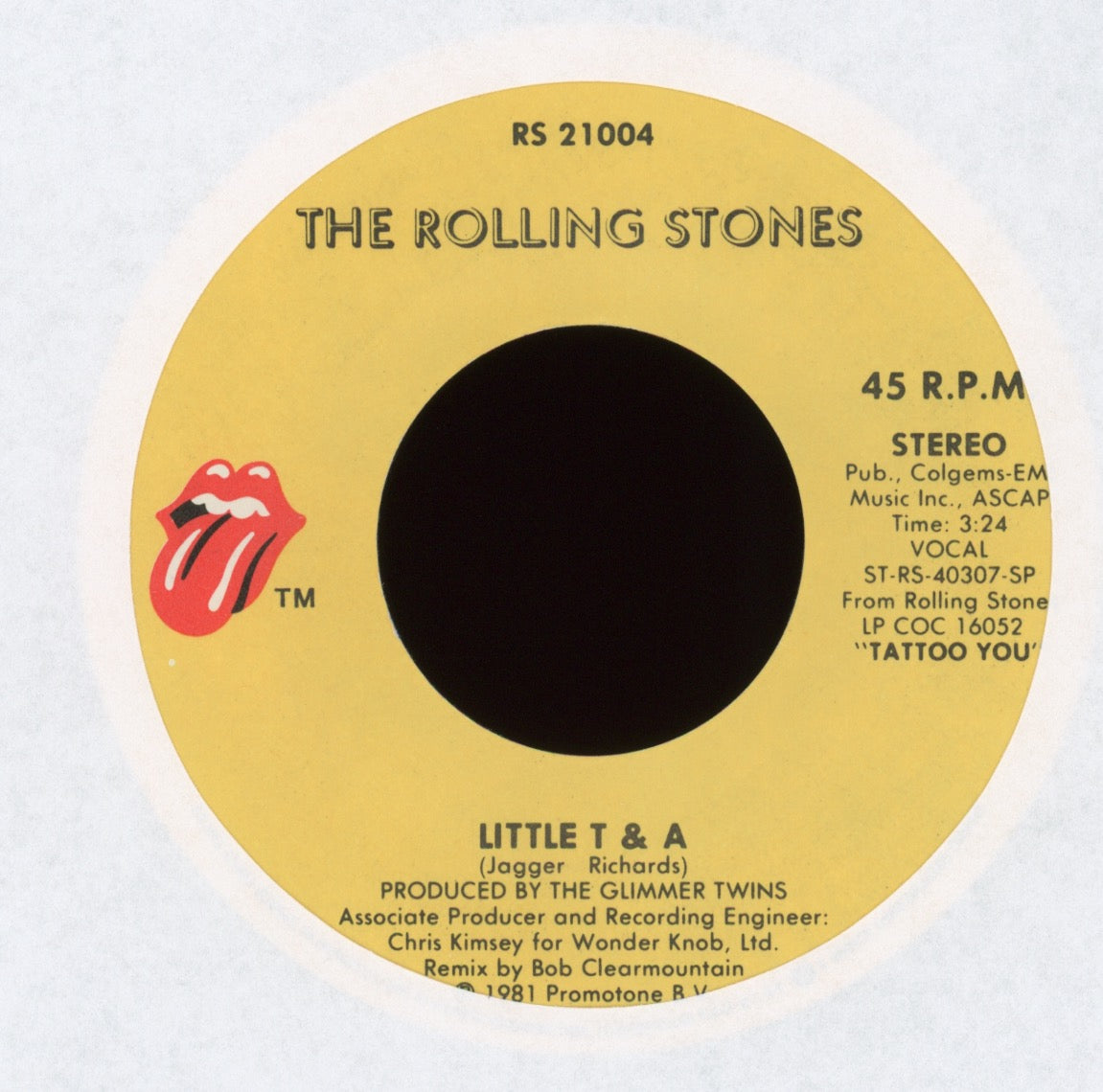 The Rolling Stones - Waiting On A Friend on Rolling Stones Records With Picture Sleeve