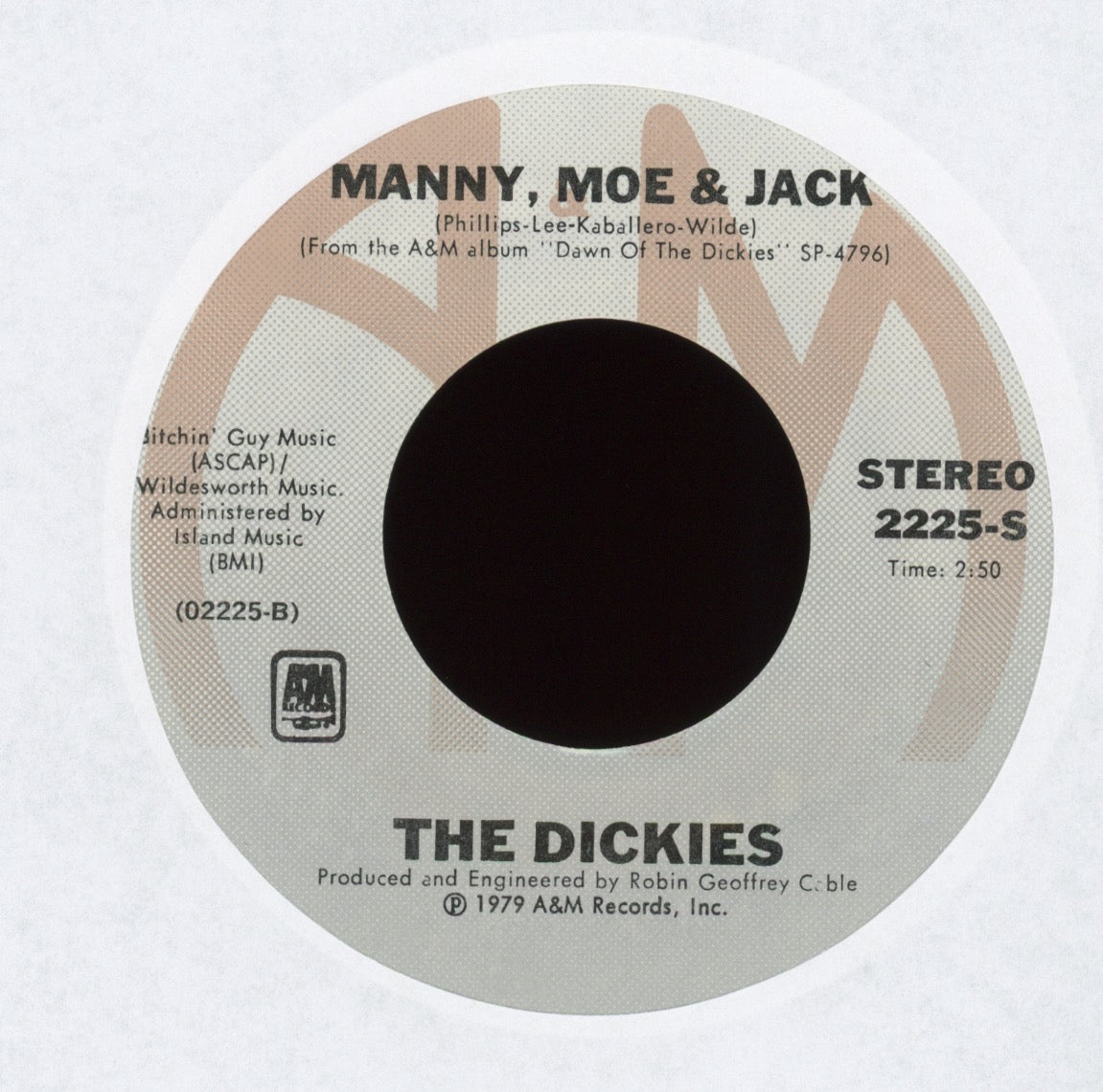 The Dickies - Nights In White Satin on A&M With KKK Picture Sleeve