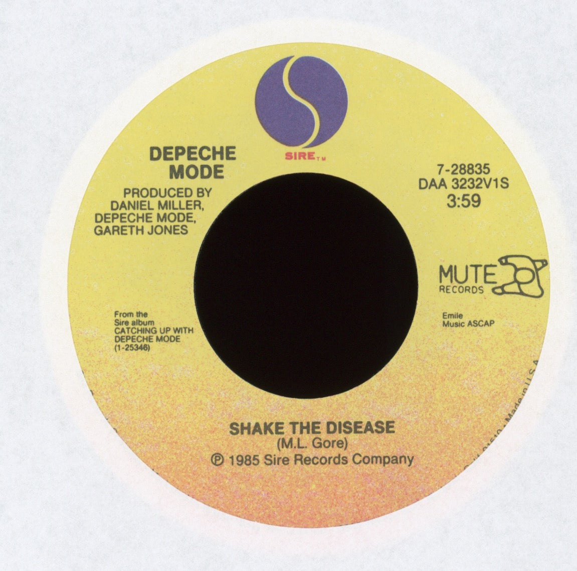 Depeche Mode - Shake The Disease on Sire With Picture Sleeve