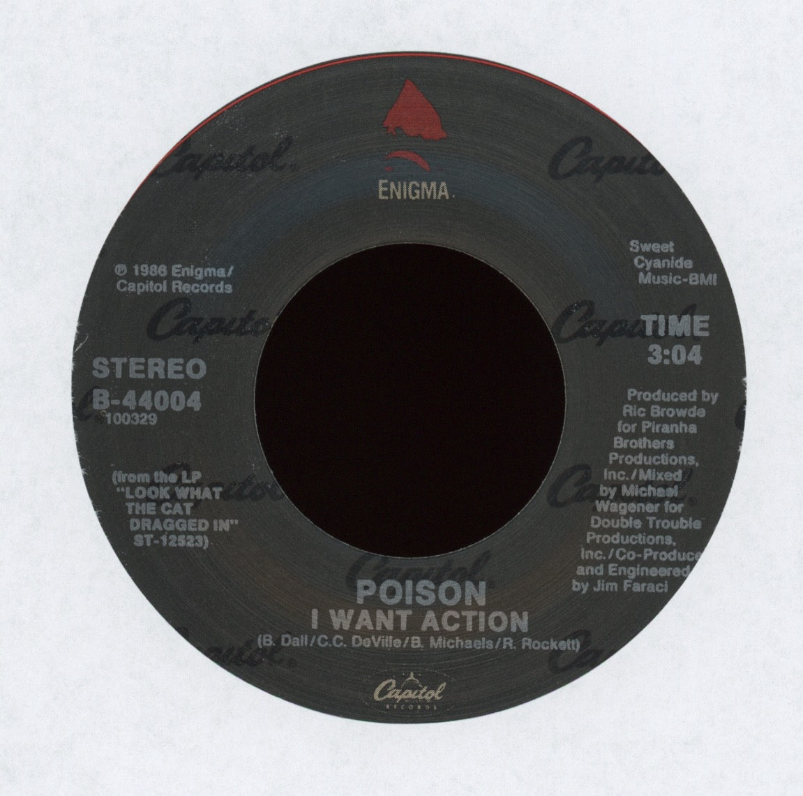 Poison - I Want Action on Enigma With Poster Sleeve