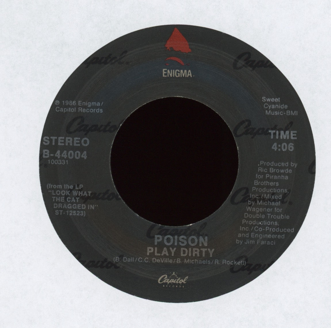 Poison - I Want Action on Enigma With Poster Sleeve