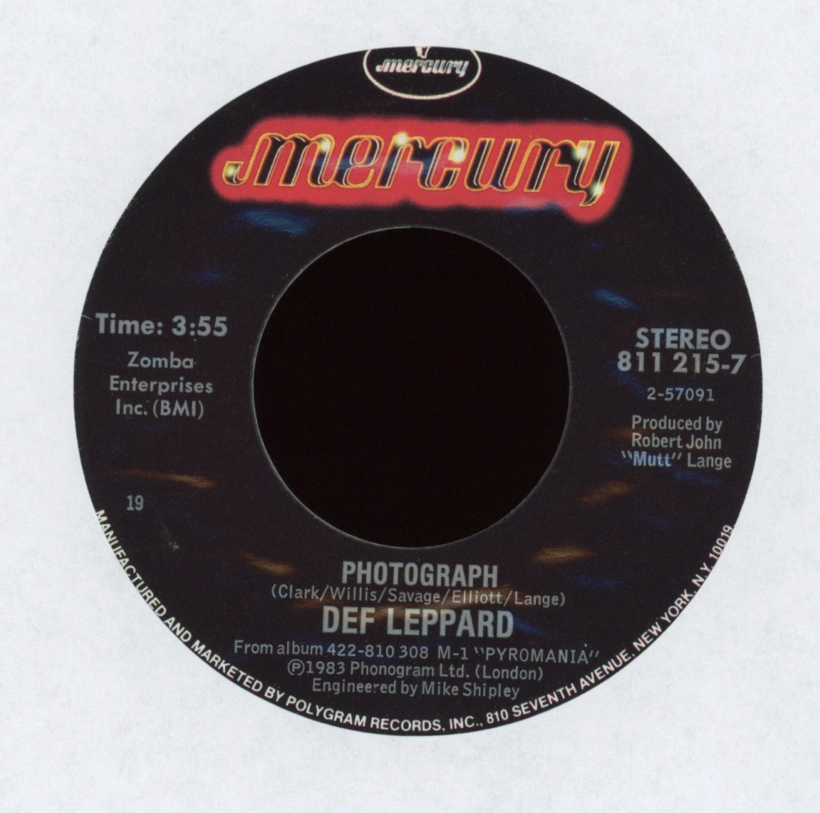 Def Leppard - Photograph on Mercury With Picture Sleeve