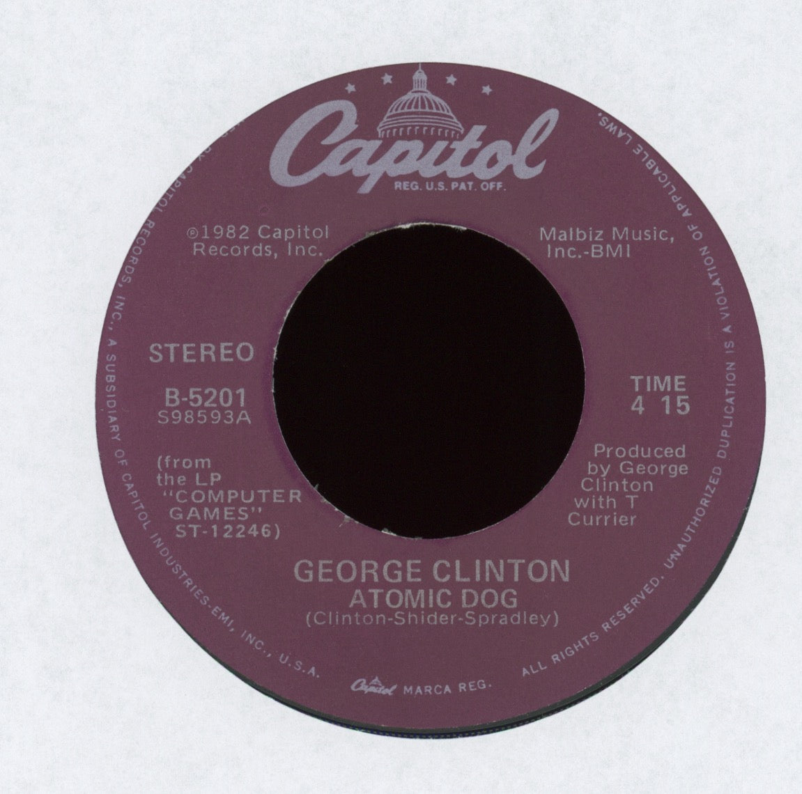 George Clinton - Atomic Dog on Capitol With Picture Sleeve