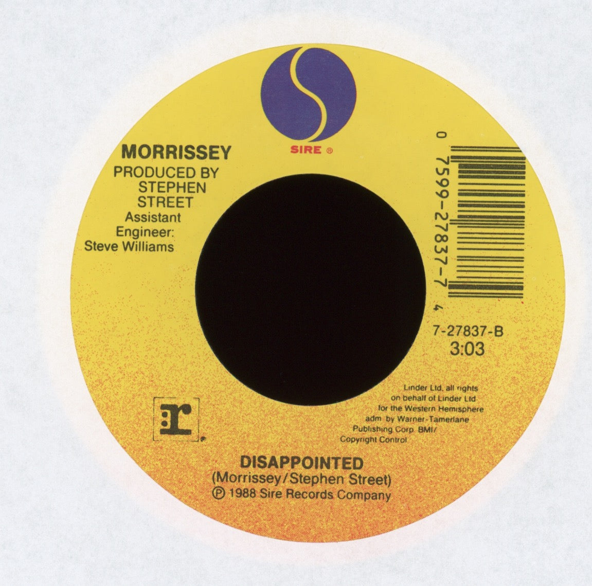 Morrissey - Everyday Is Like Sunday on Sire With Picture Sleeve