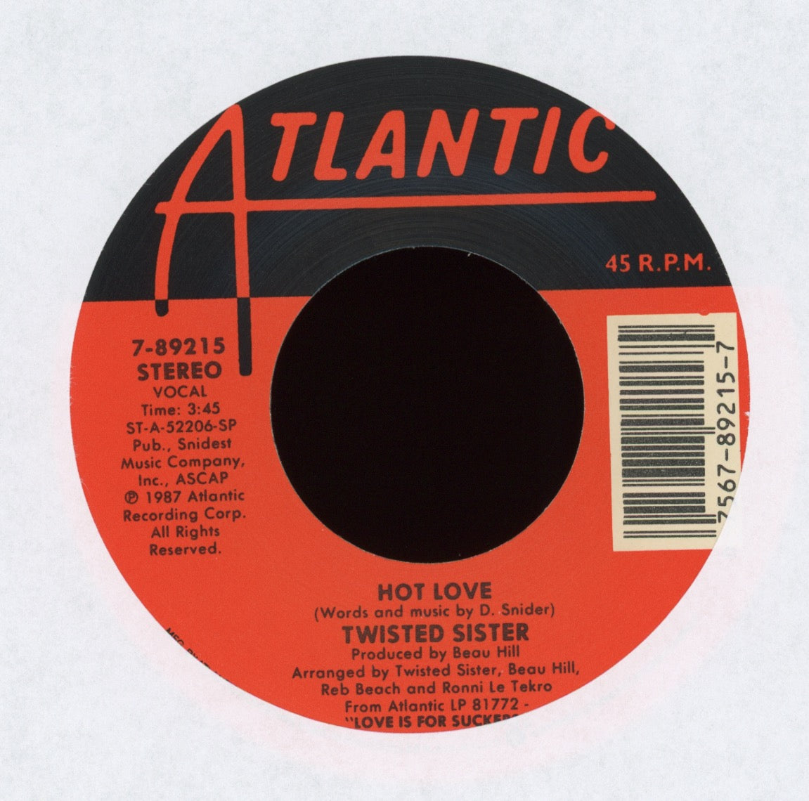 Twisted Sister - Hot Love on Atlantic With Picture Sleeve