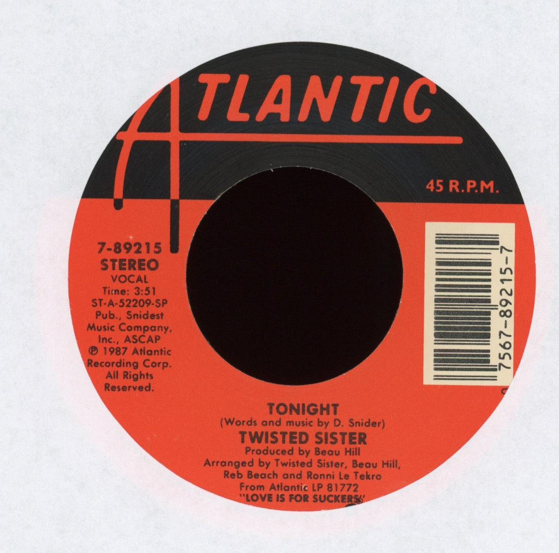 Twisted Sister - Hot Love on Atlantic With Picture Sleeve