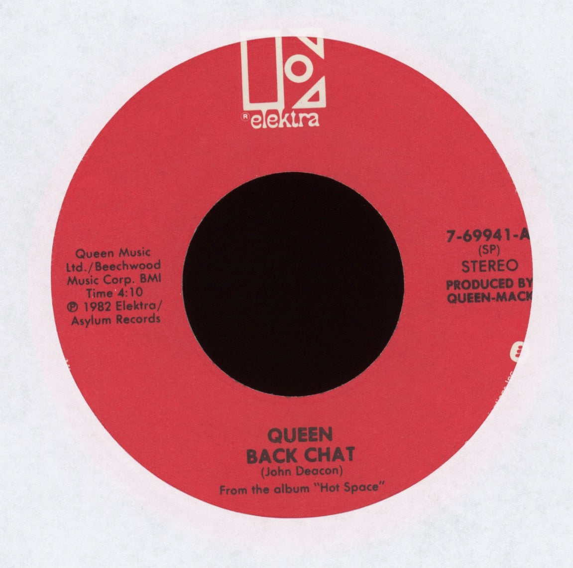 Queen - Back Chat on Elektra With Picture Sleeve