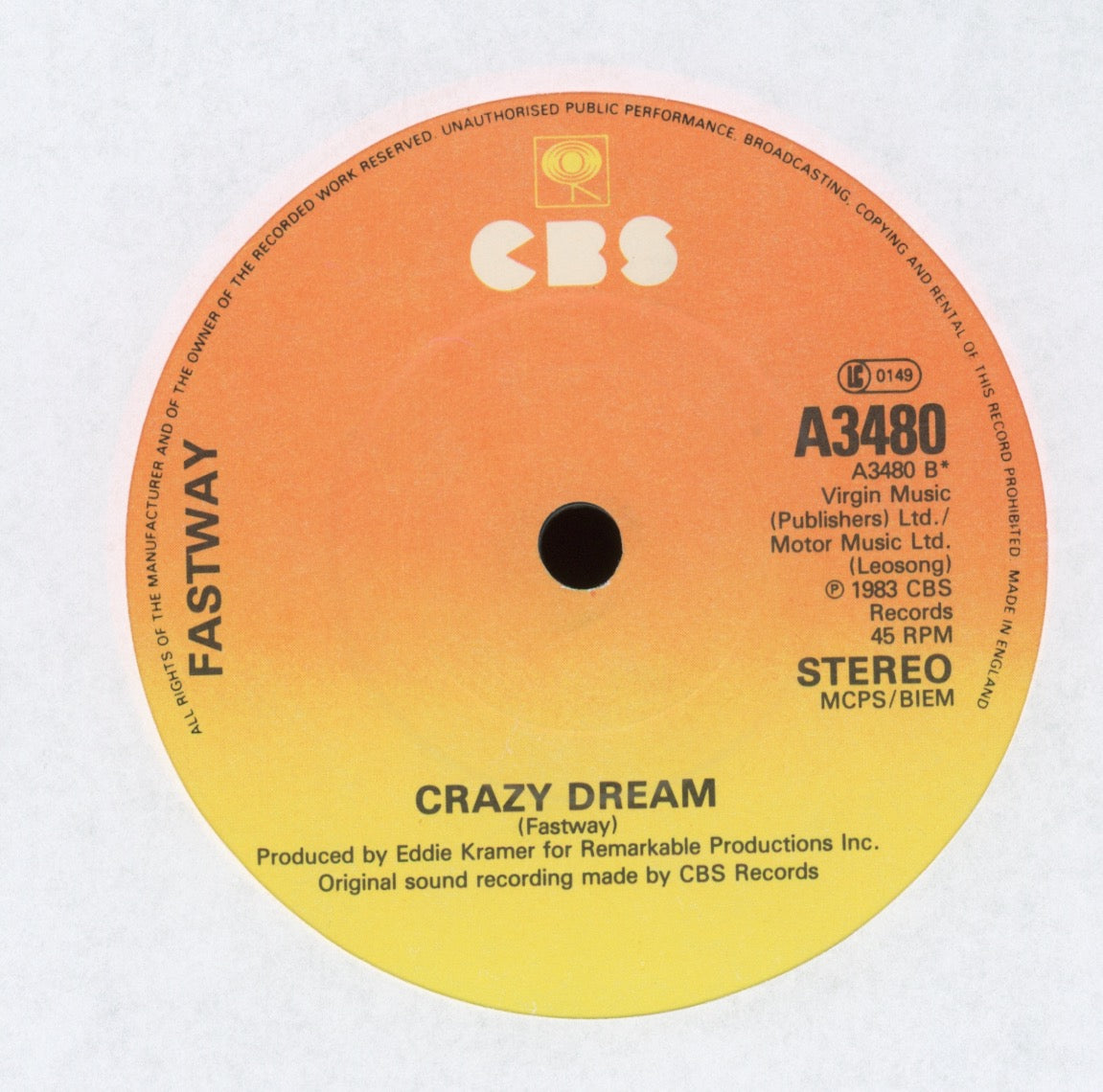 Fastway - We Become One on CBS Dutch Press With Picture Sleeve