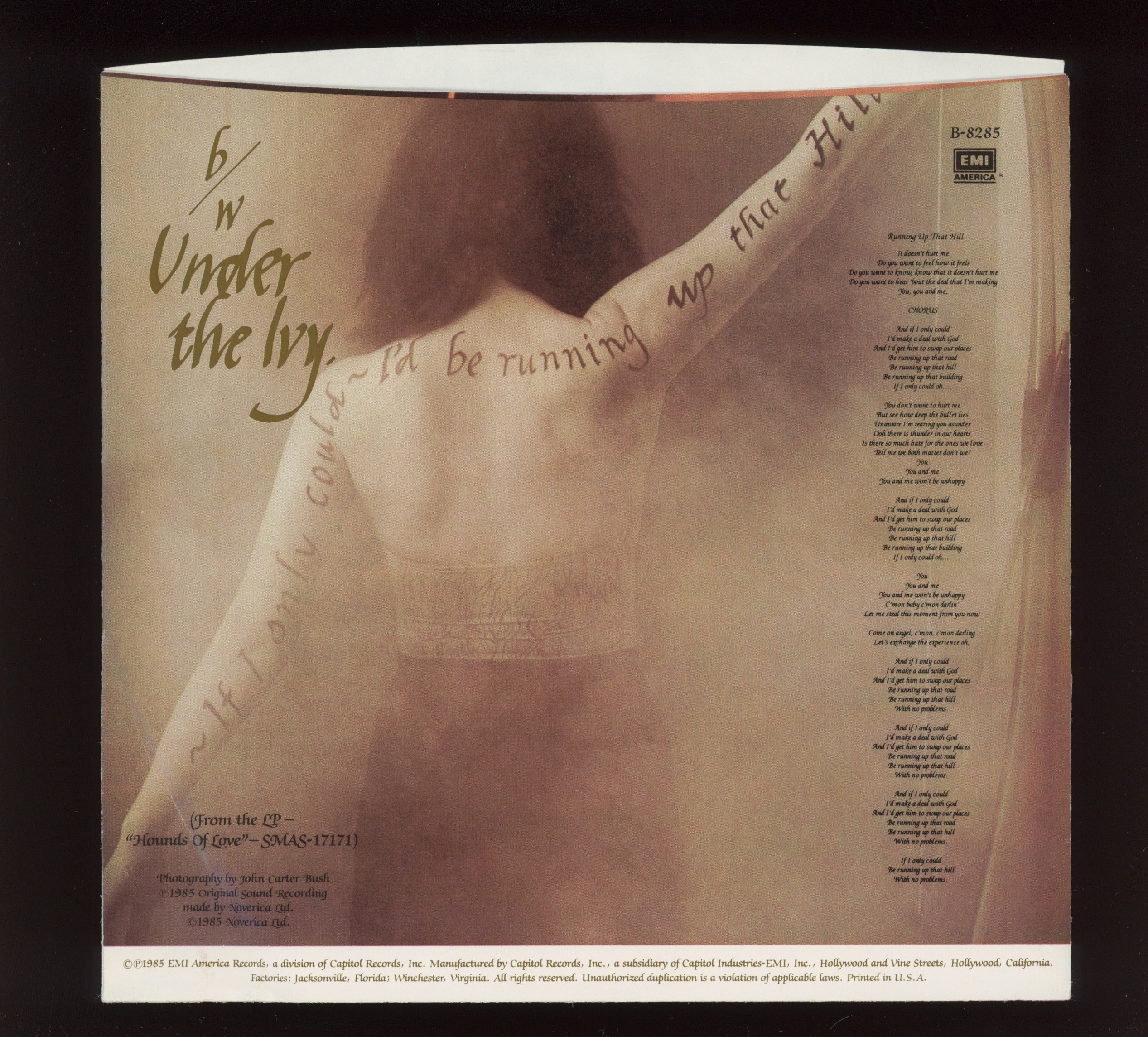 Kate Bush - Running Up That Hill on EMI America With Picture Sleeve
