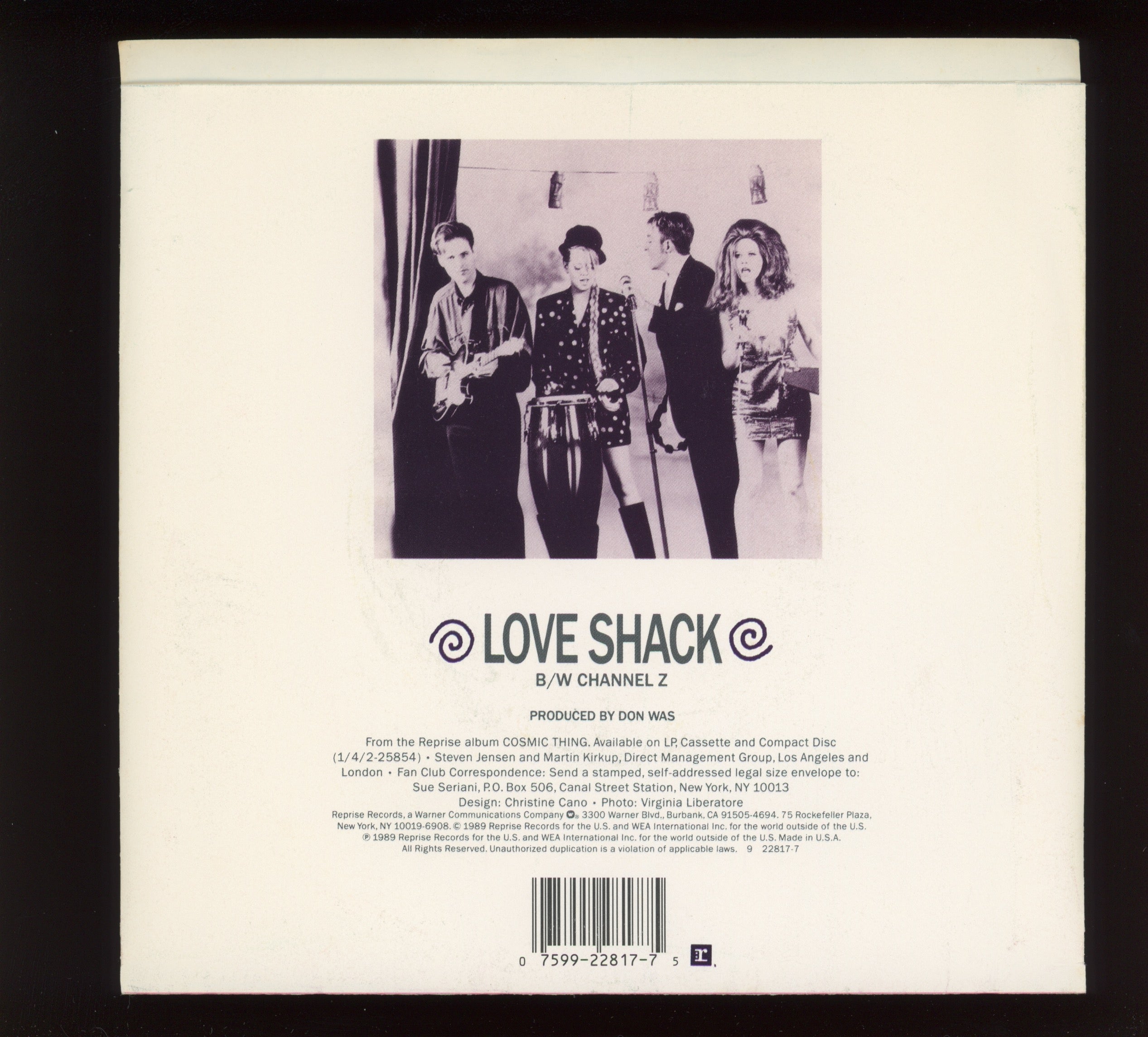 The B-52's - Love Shack on Reprise With Picture Sleeve