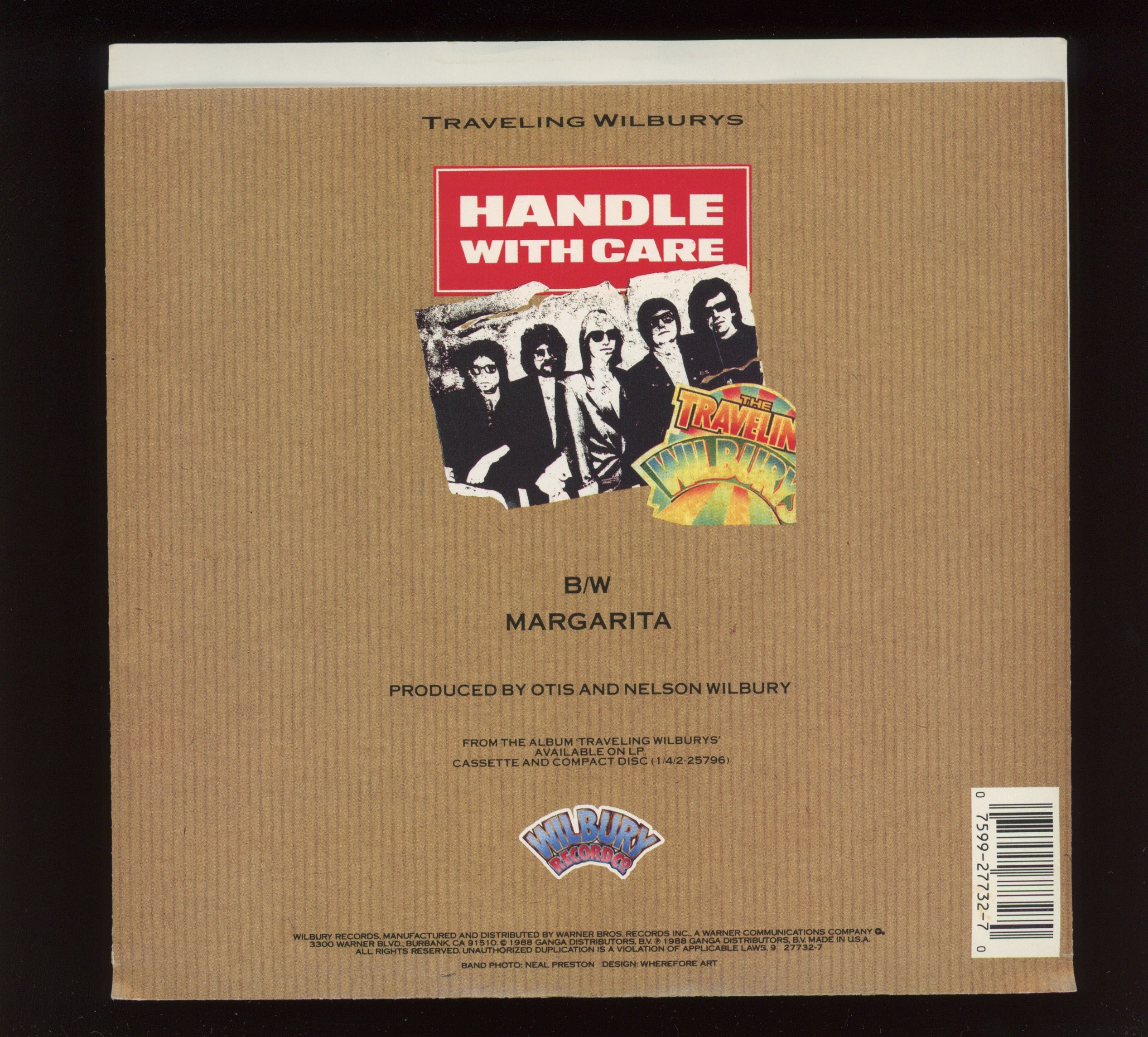 Traveling Wilburys - Handle With Care on Wilbury With Picture Sleeve