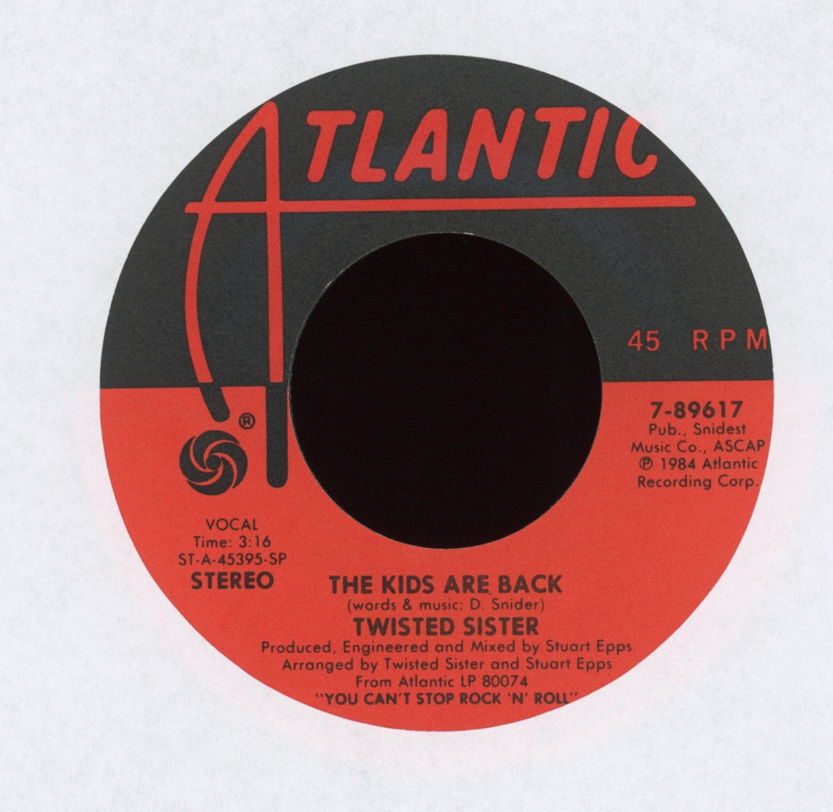Twisted Sister - I Wanna Rock on Atlantic With Picture Sleeve
