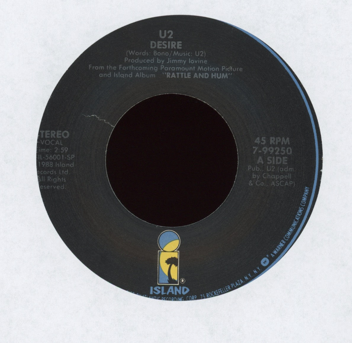 U2 - Desire on Island With Picture Sleeve Gatefold