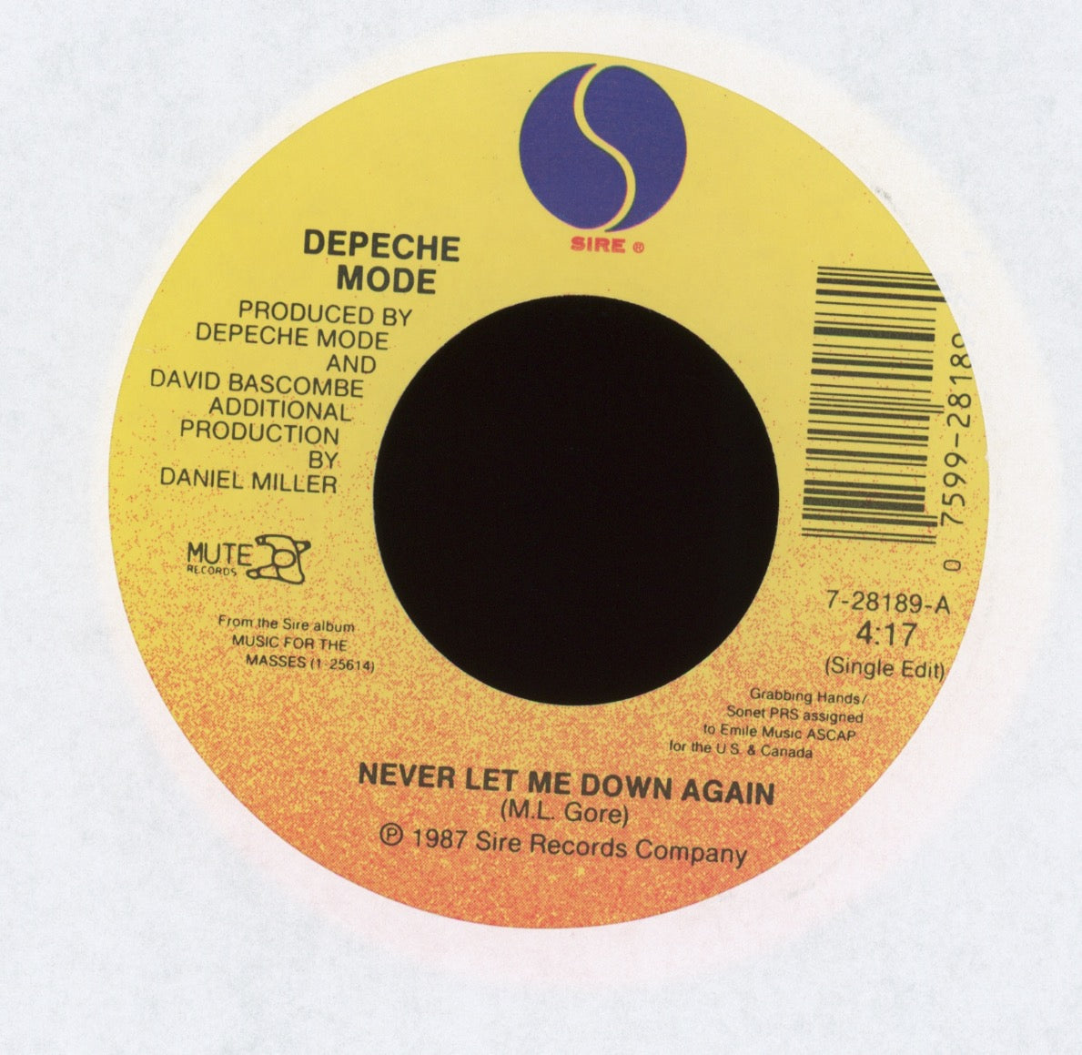 Depeche Mode - Never Let Me Down Again on Sire With Picture Sleeve