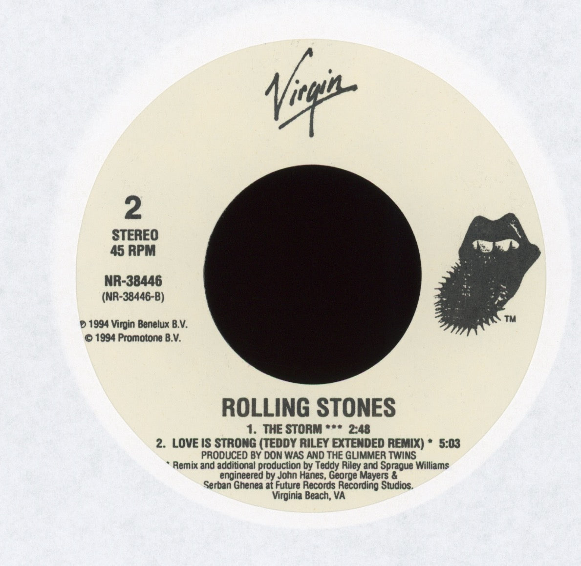 The Rolling Stones - Love Is Strong on Rolling Stones Virgin With Picture Sleeve