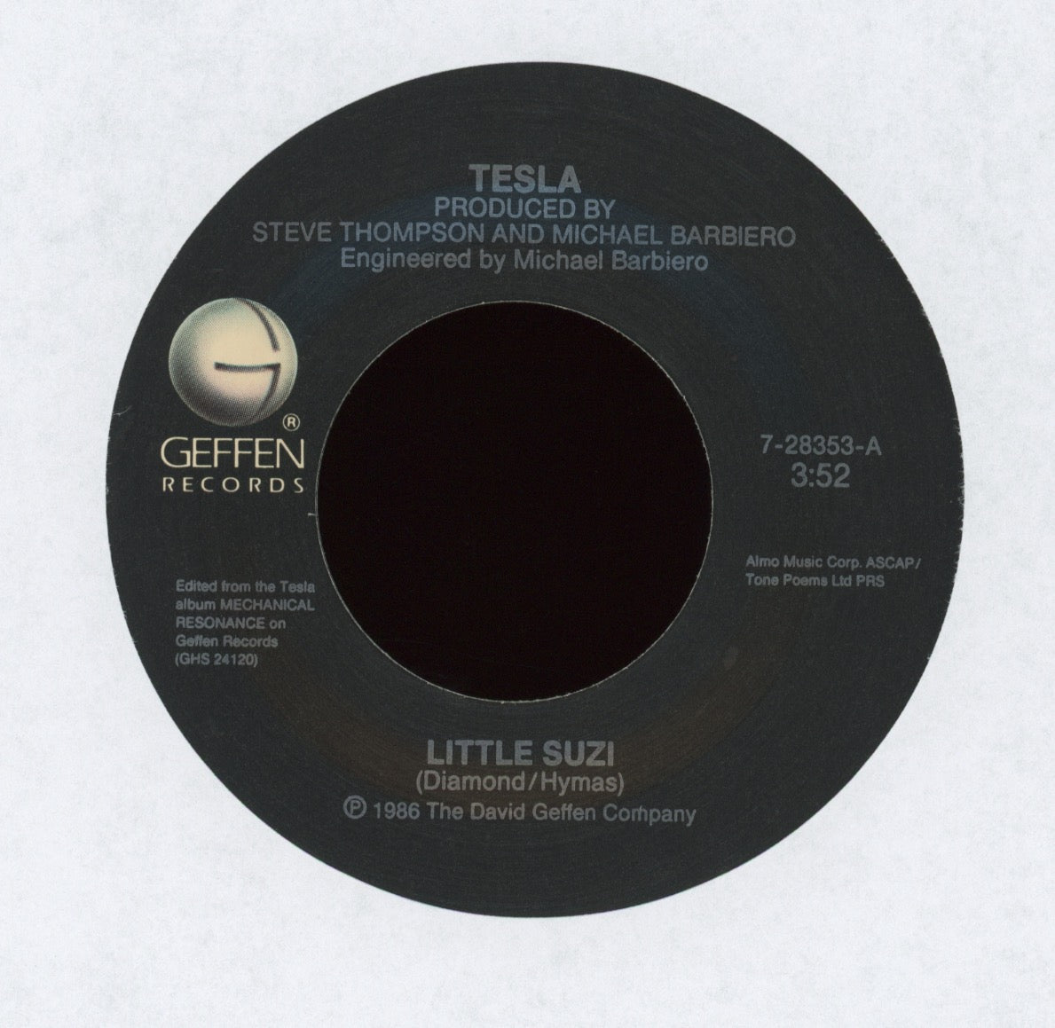 Tesla - Little Suzi on Geffen With Picture Sleeve