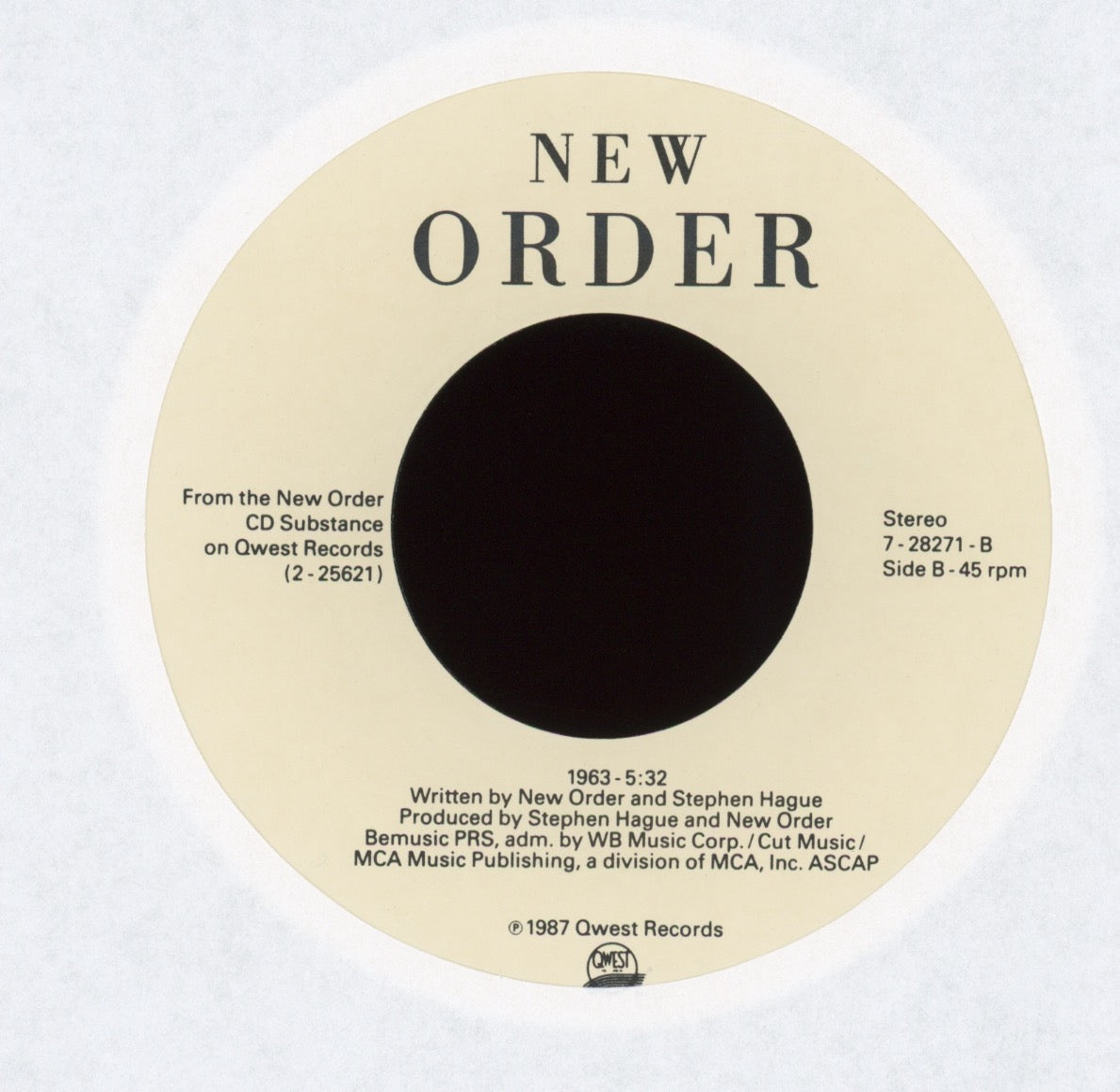 New Order - True Faith / 1963 on Qwest With Picture Sleeve