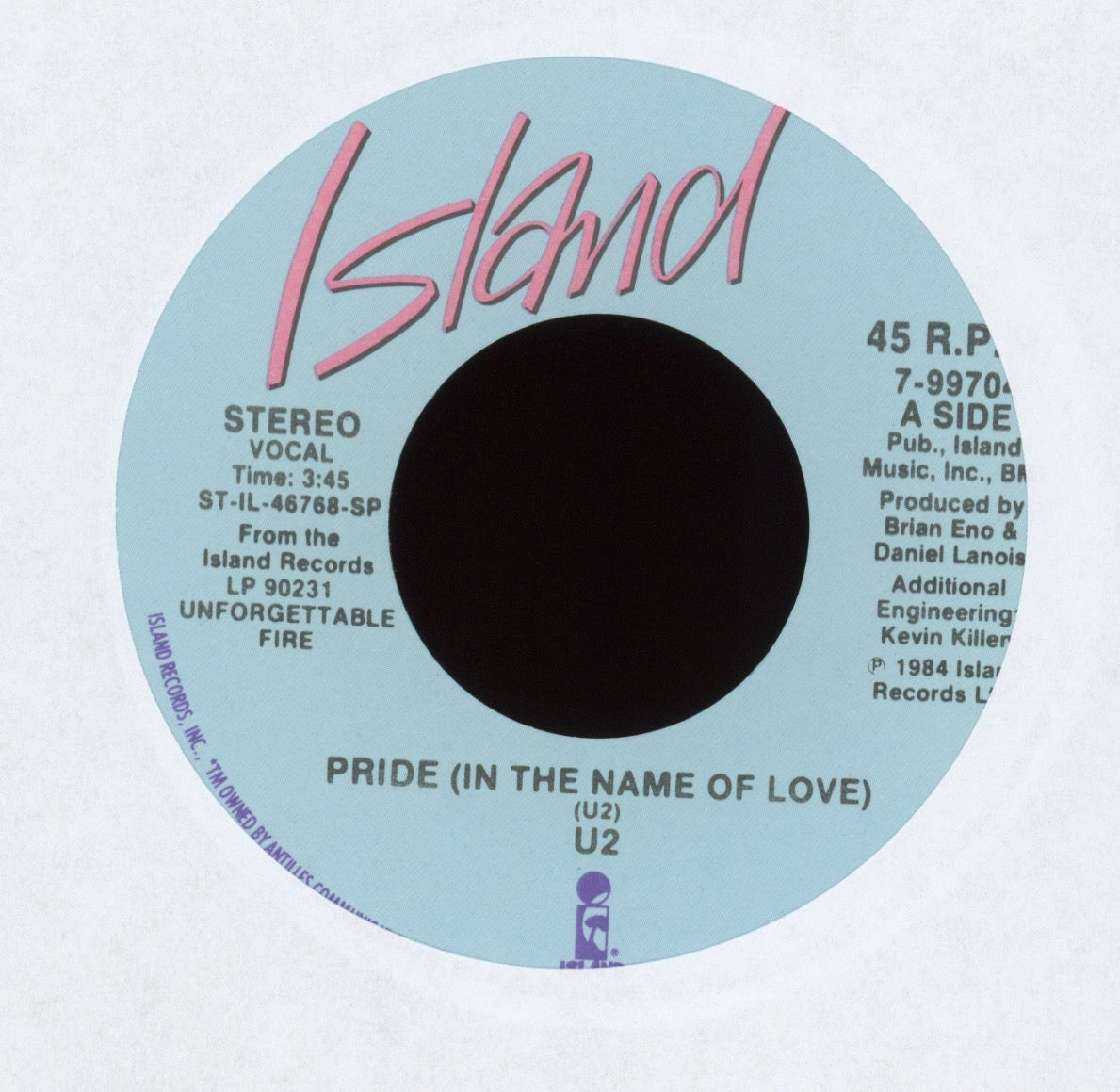 U2 - Pride (In The Name Of Love) on Island With Picture Sleeve