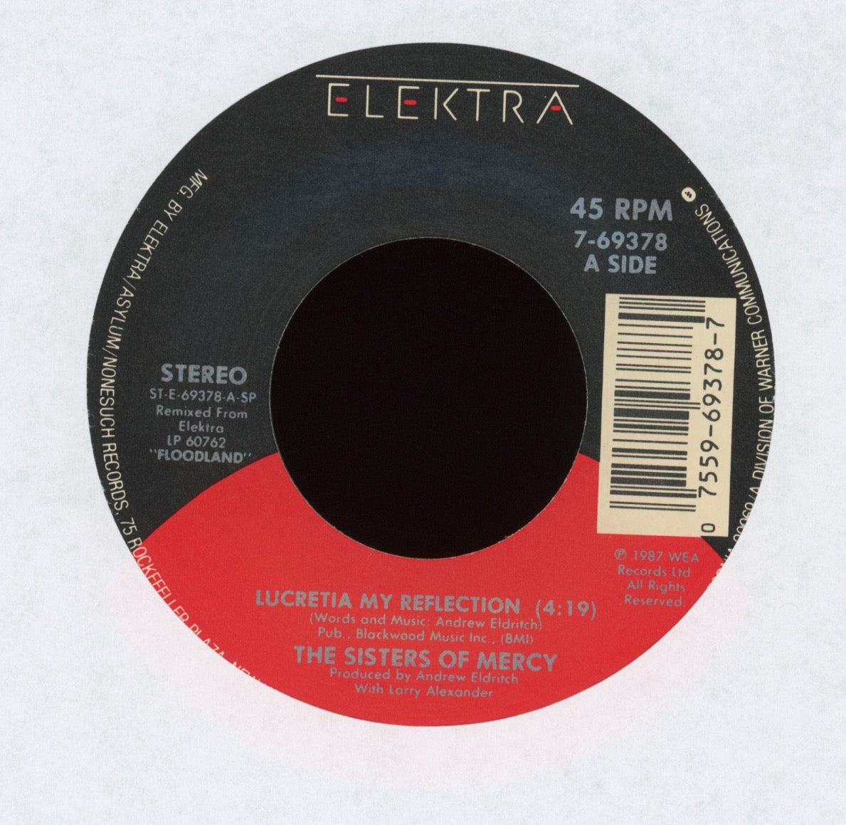 The Sisters Of Mercy - Lucretia My Reflection on Elektra With Picture Sleeve