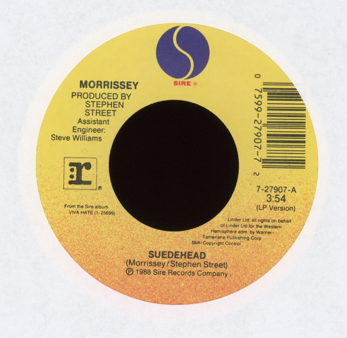 Morrissey - Suedehead on Sire With Picture Sleeve