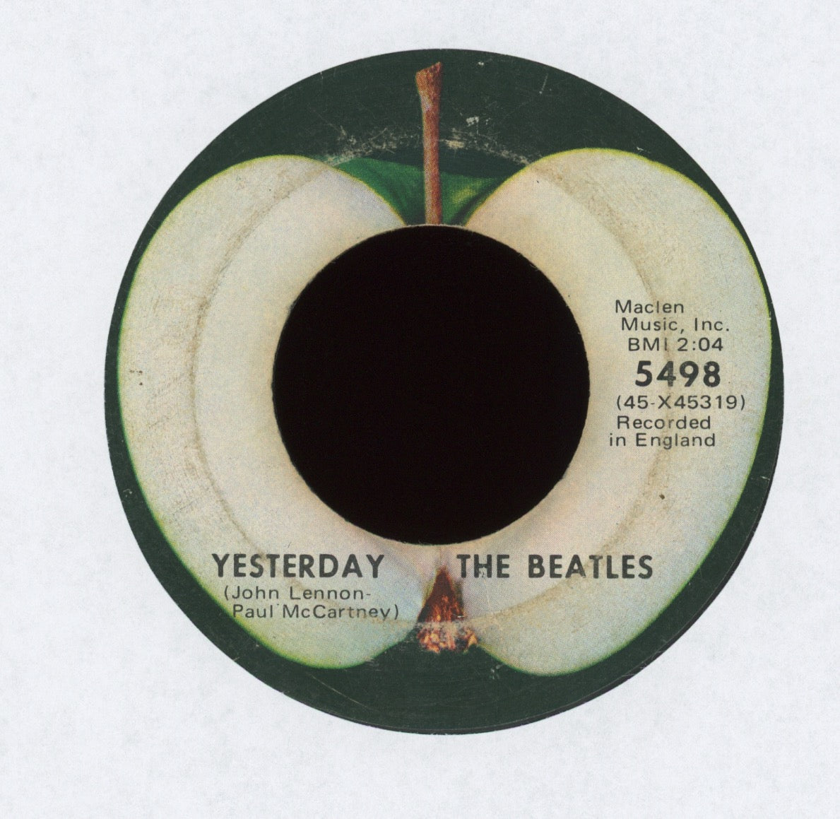 The Beatles - Yesterday / Act Naturally on Apple With Picture Sleeve