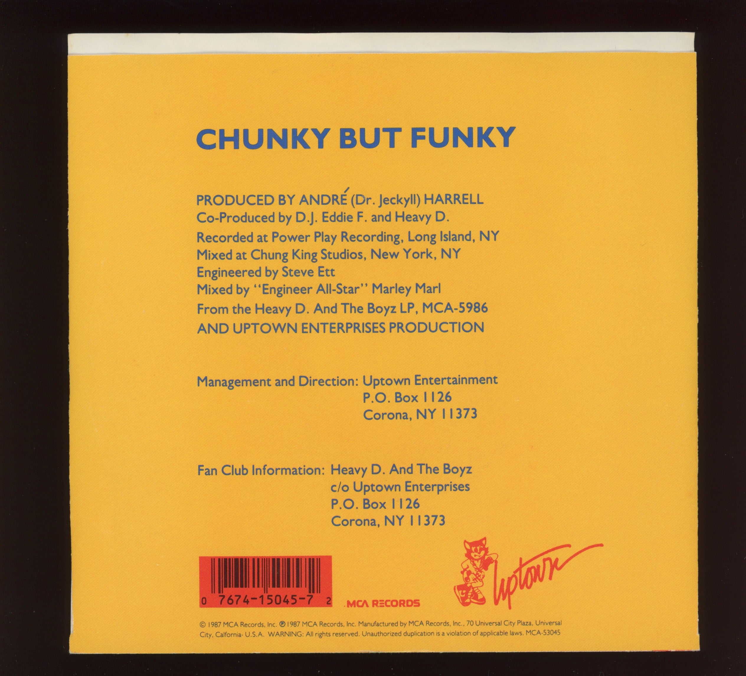Heavy D. & The Boyz - Chunky But Funky on MCA With Picture Sleeve