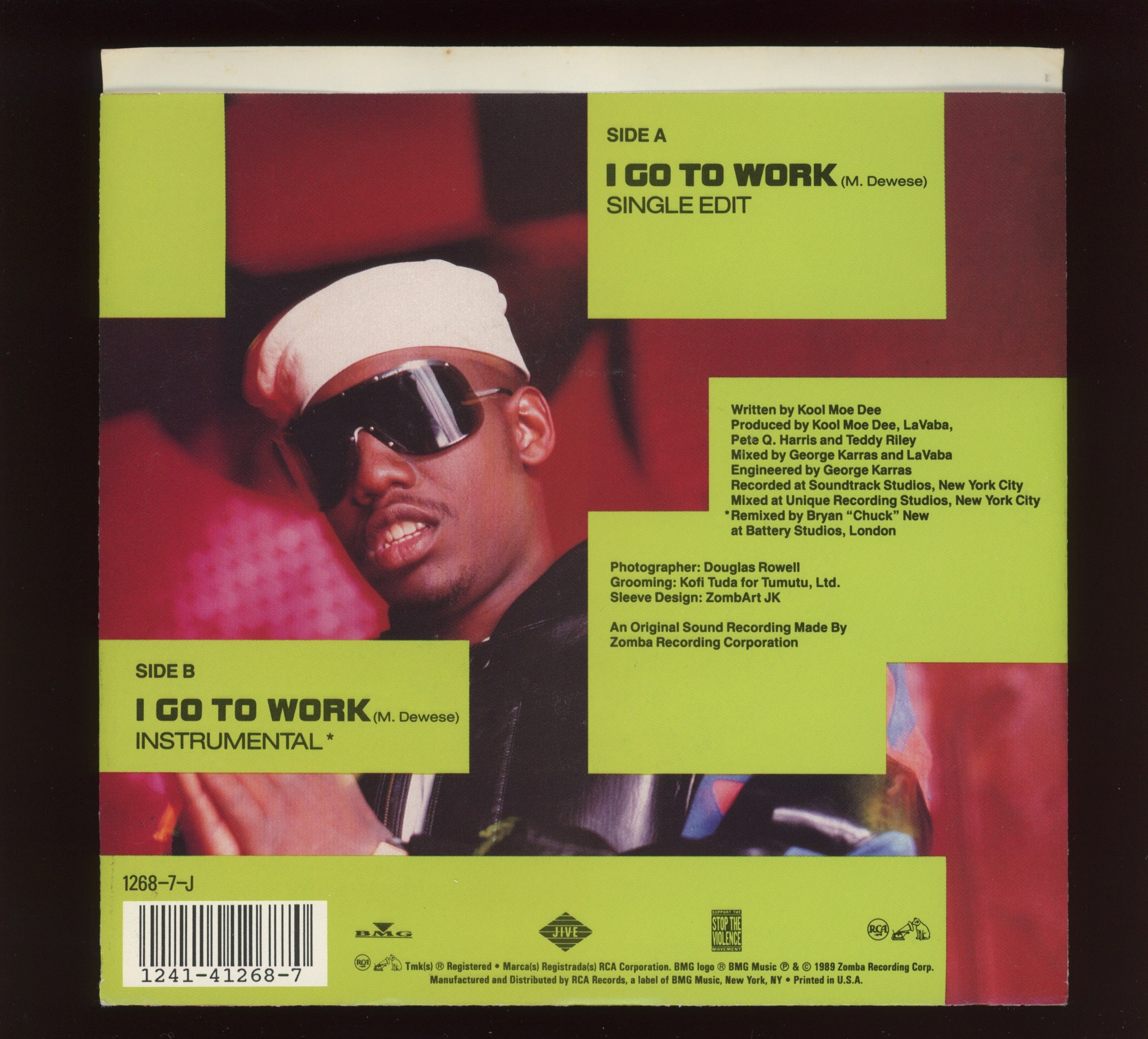 Kool Moe Dee - I Go To Work on Jive With Picture Sleeve
