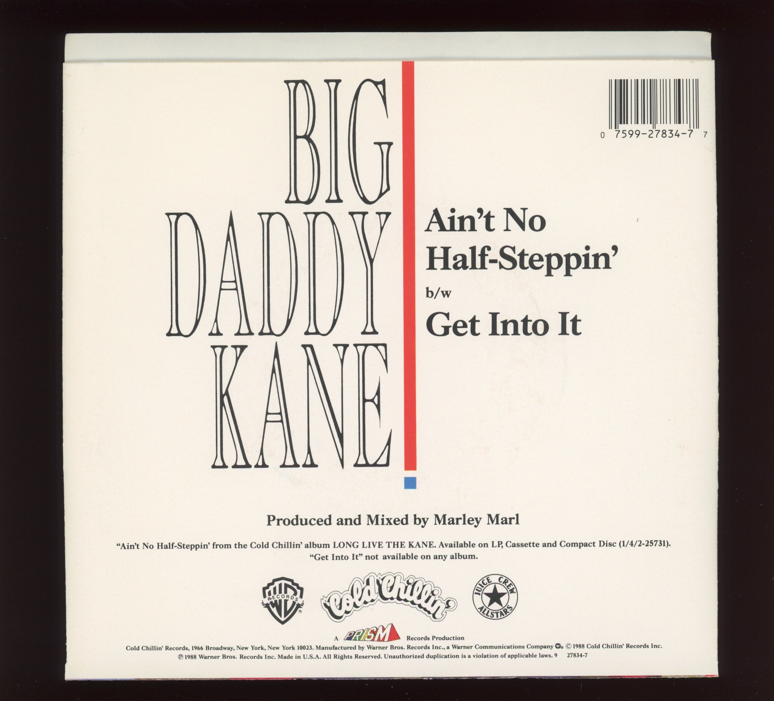 Big Daddy Kane - Ain't No Half-Steppin' on Cold Chillin' With Picture Sleeve