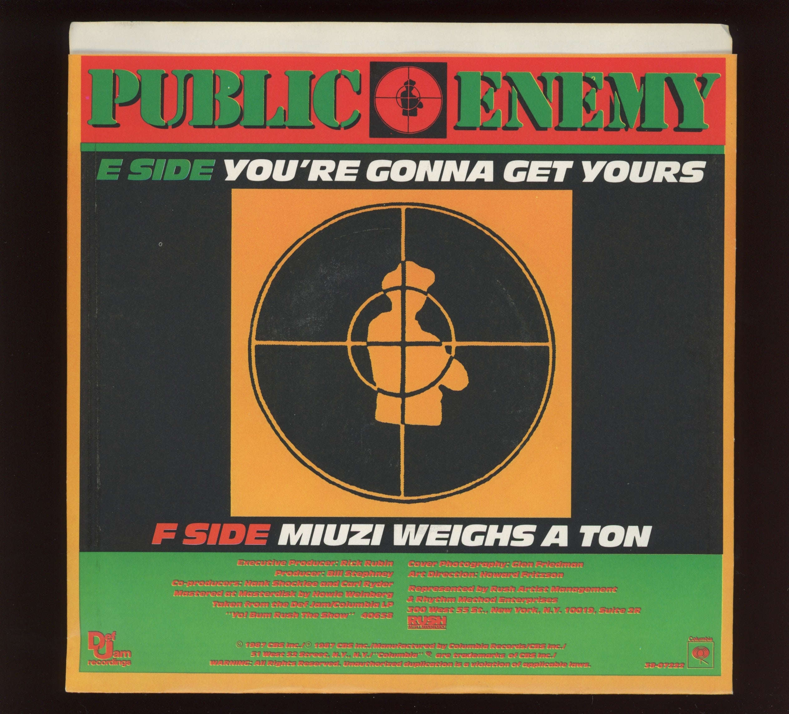 Public Enemy - You're Gonna Get Yours on Def Jam With Picture Sleeve