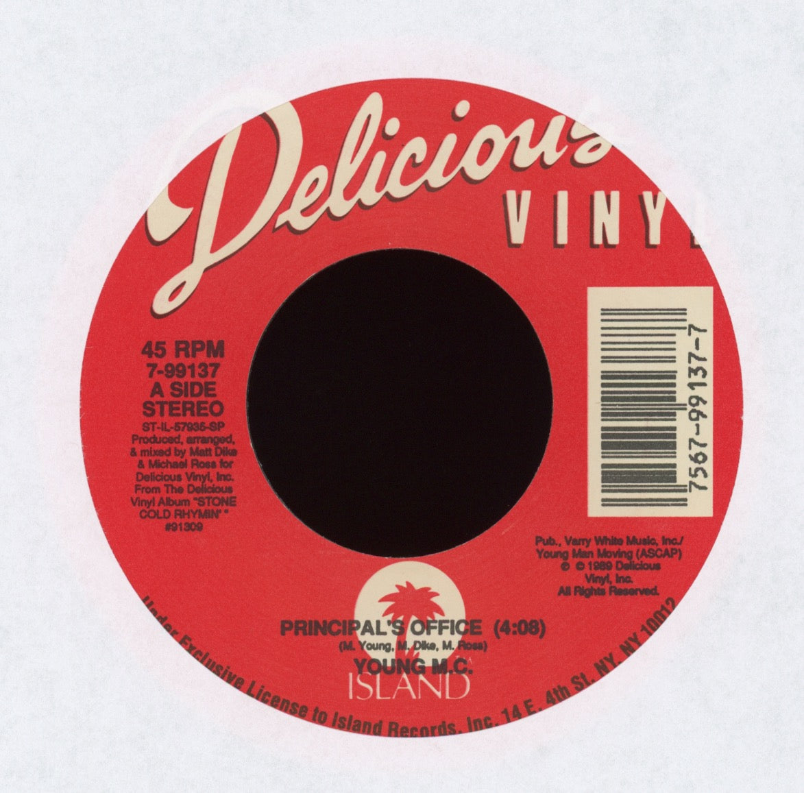 Young MC - Principal's Office on Delicious Vinyl With Picture Sleeve