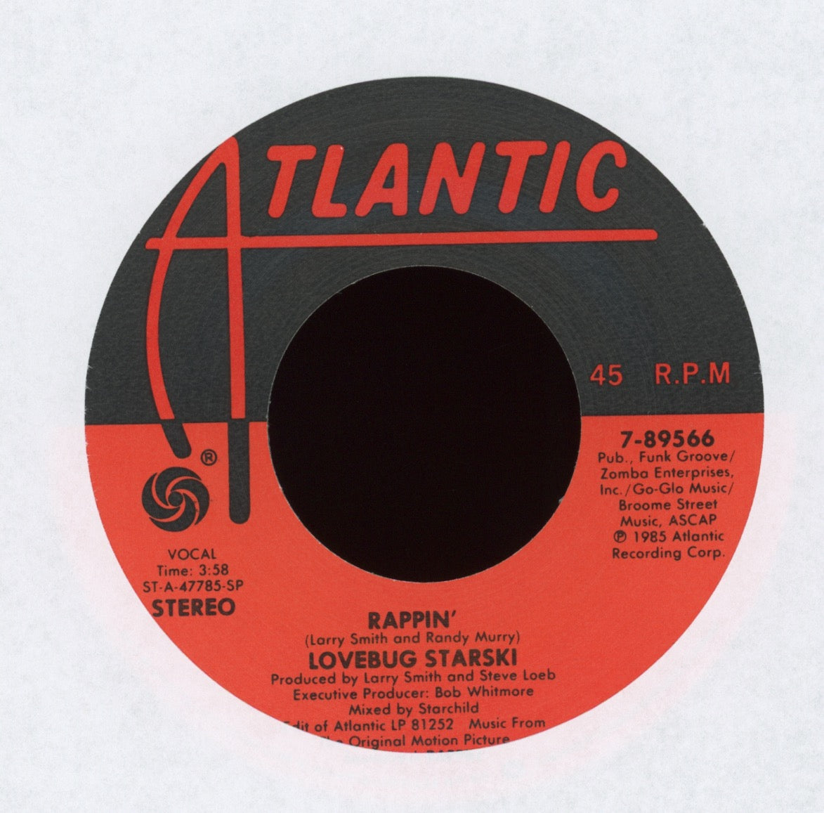 Lovebug Starski - Rappin' on Atlantic With Picture Sleeve