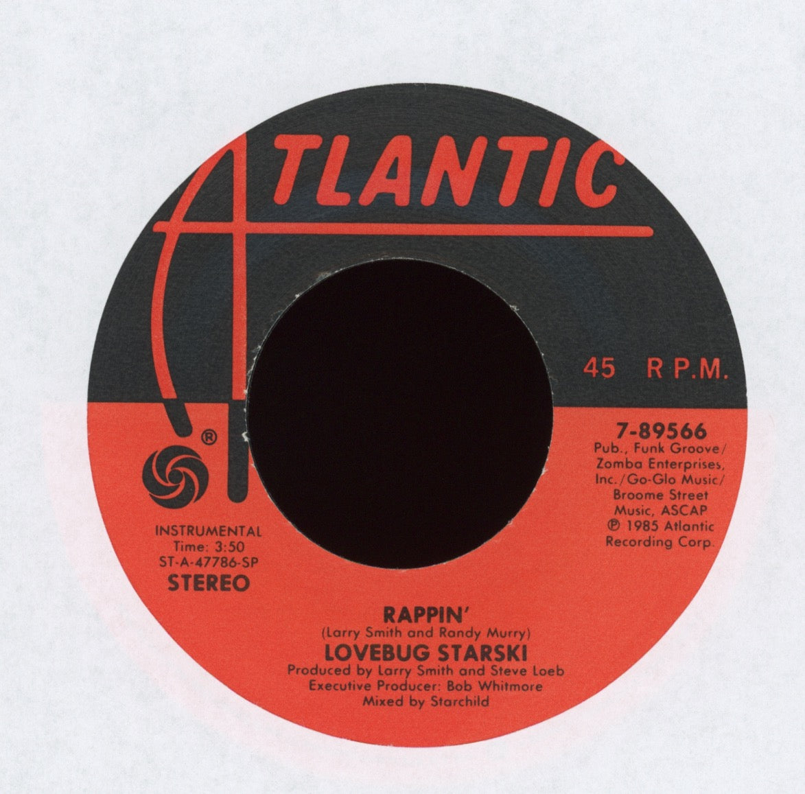 Lovebug Starski - Rappin' on Atlantic With Picture Sleeve