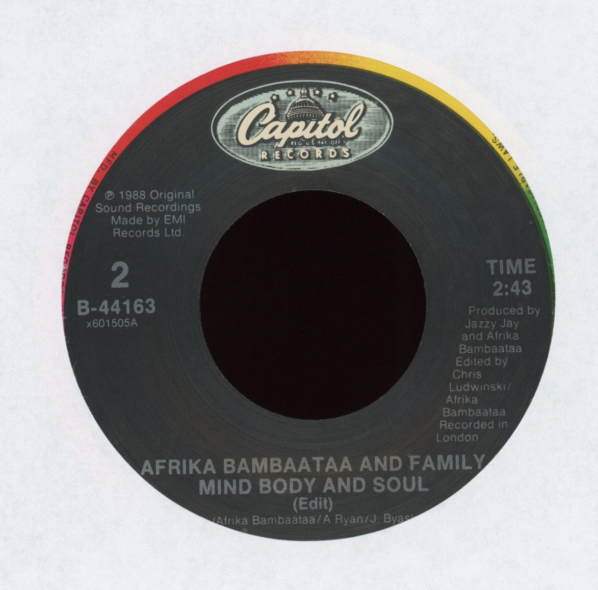 Afrika Bambaataa & Family With UB40 - Reckless on Capitol With Picture Sleeve