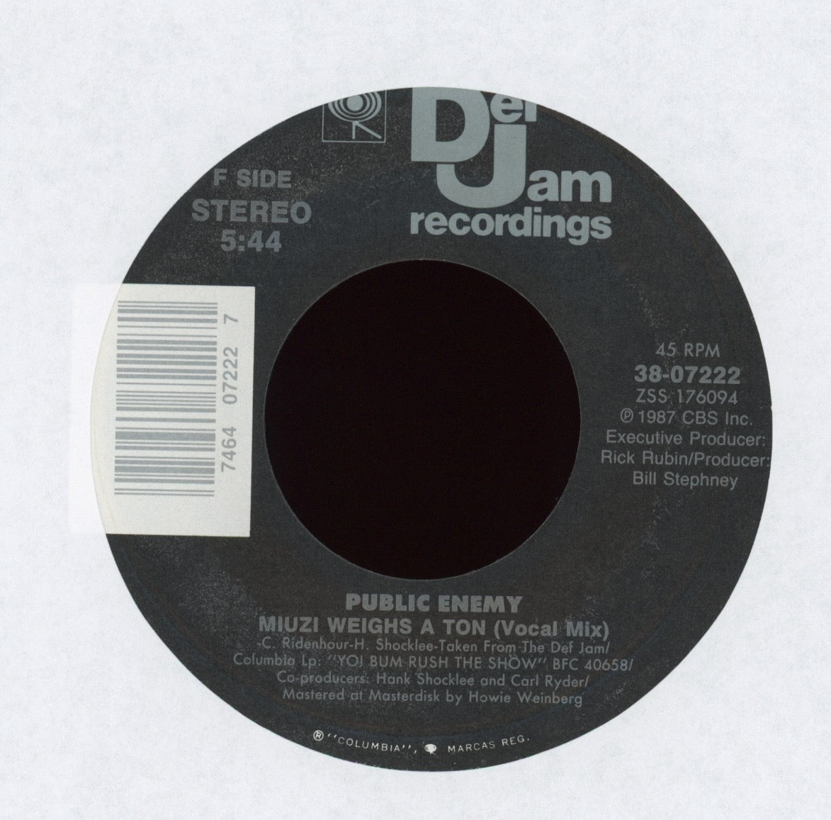 Public Enemy - You're Gonna Get Yours on Def Jam With Picture Sleeve